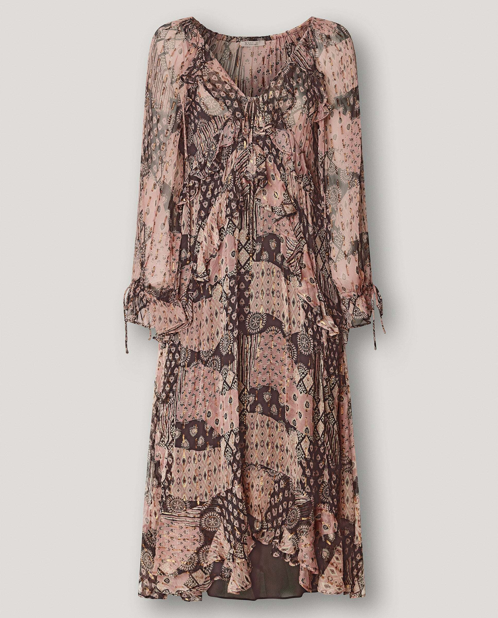 W11 ines dress - Pepe Jeans - vestido de mujer largo estampado ornamental - Rosa claro Rosa claro-6