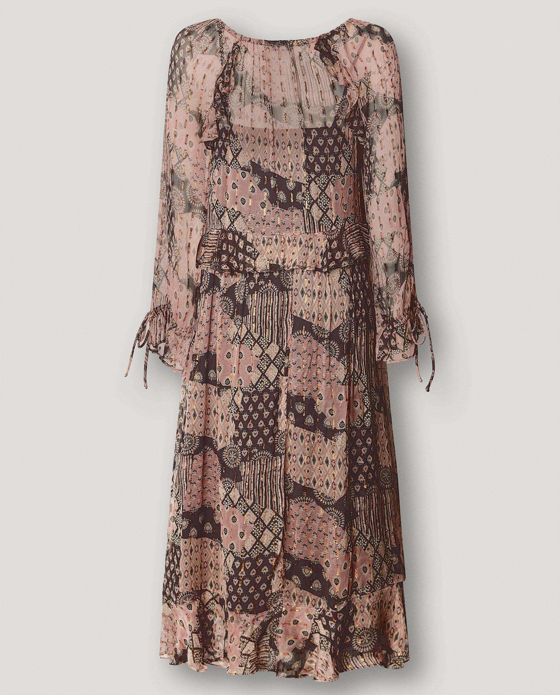 W11 ines dress - Pepe Jeans - vestido de mujer largo estampado ornamental - Rosa claro Rosa claro-5