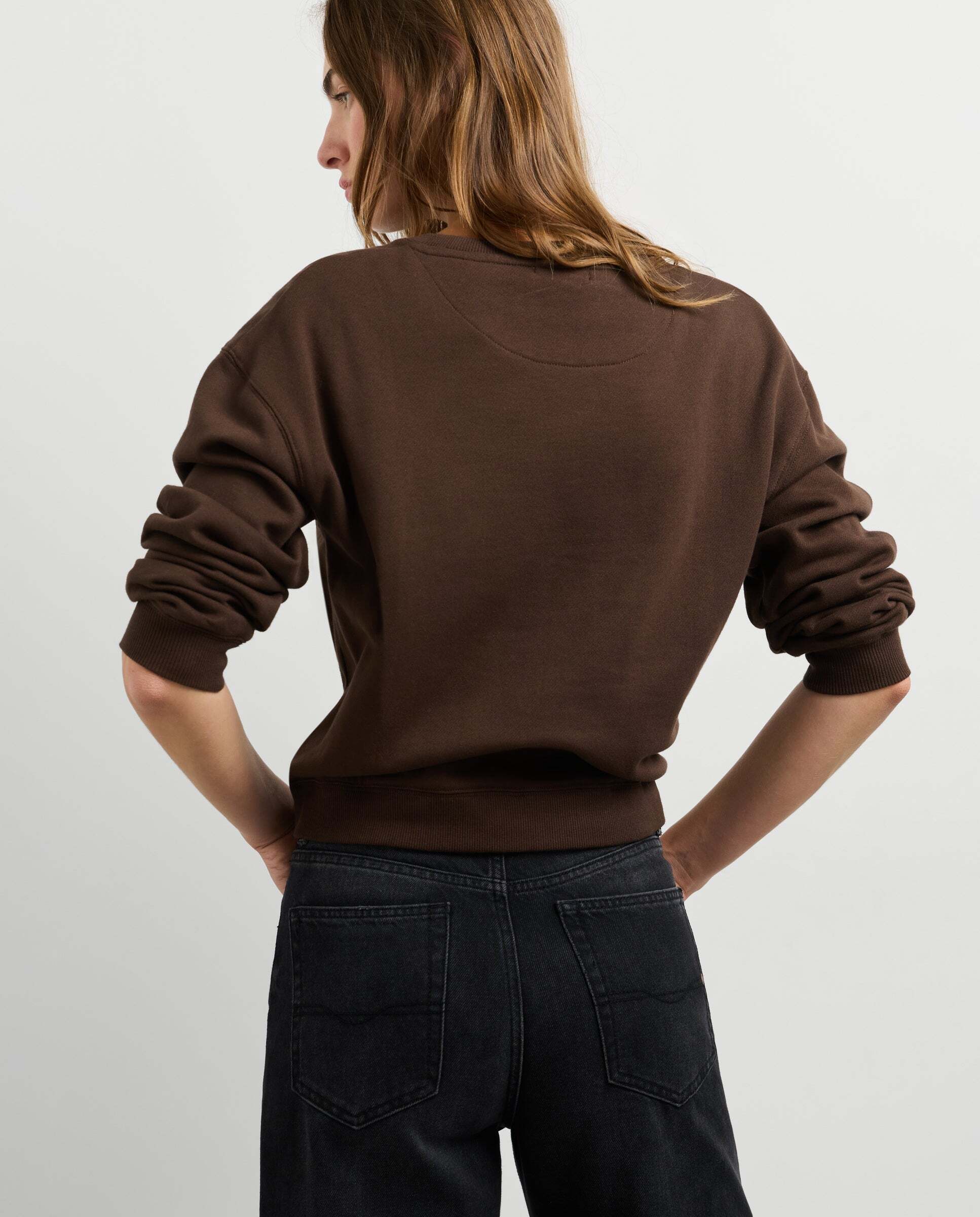 Sudadera de mujer cuello redondo estampada - Pepe Jeans - Marrón Marrón-3