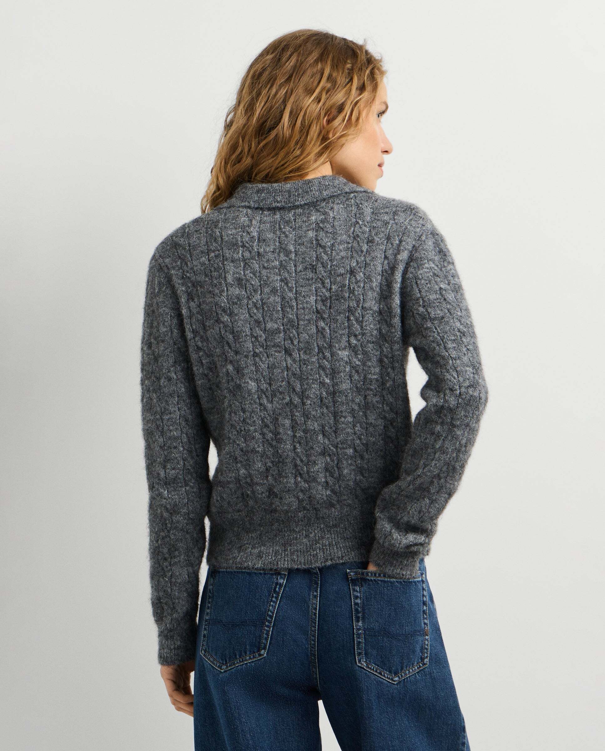 Imagen 3 de Jersey de mujer trenzado cuello polo - Pepe Jeans - Gris Gris