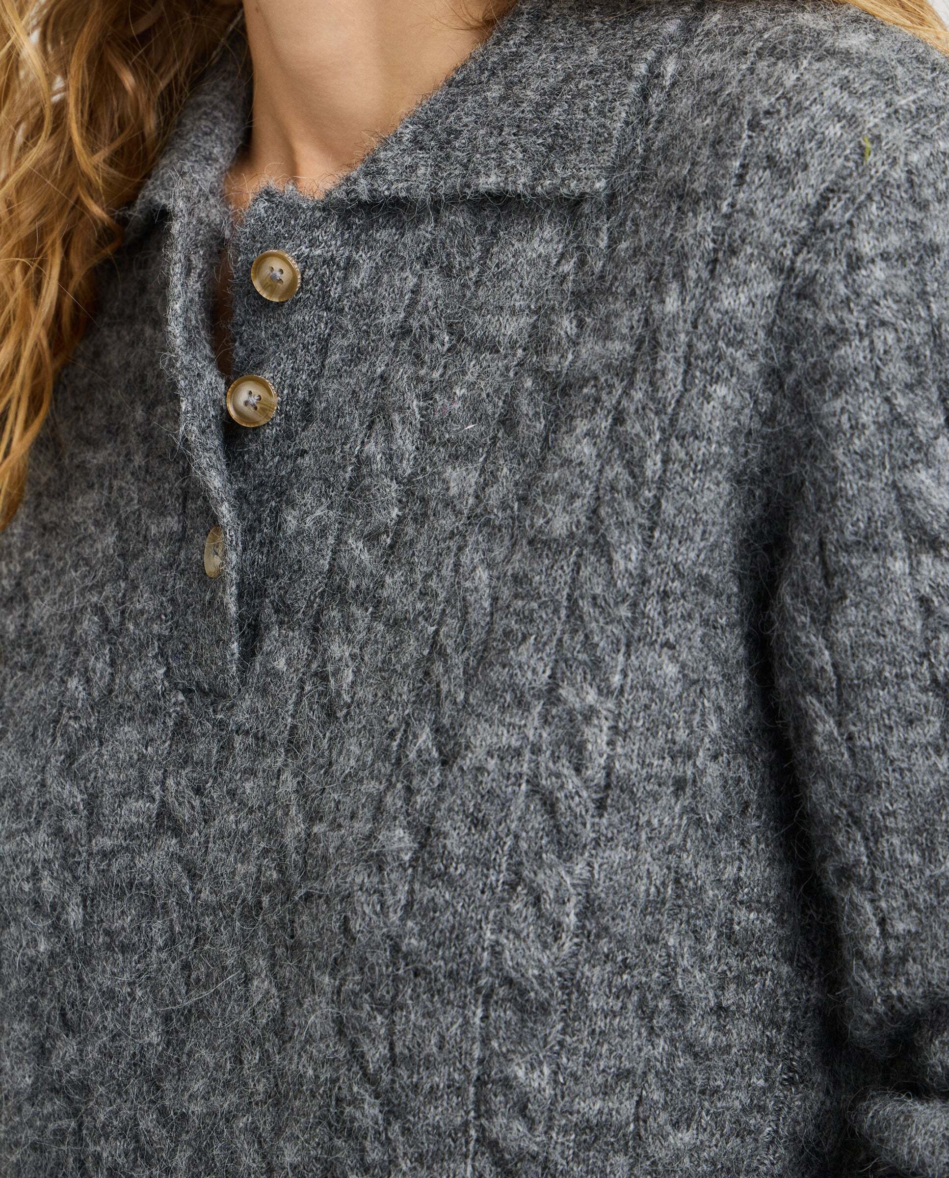 Imagen 4 de Jersey de mujer trenzado cuello polo - Pepe Jeans - Gris Gris