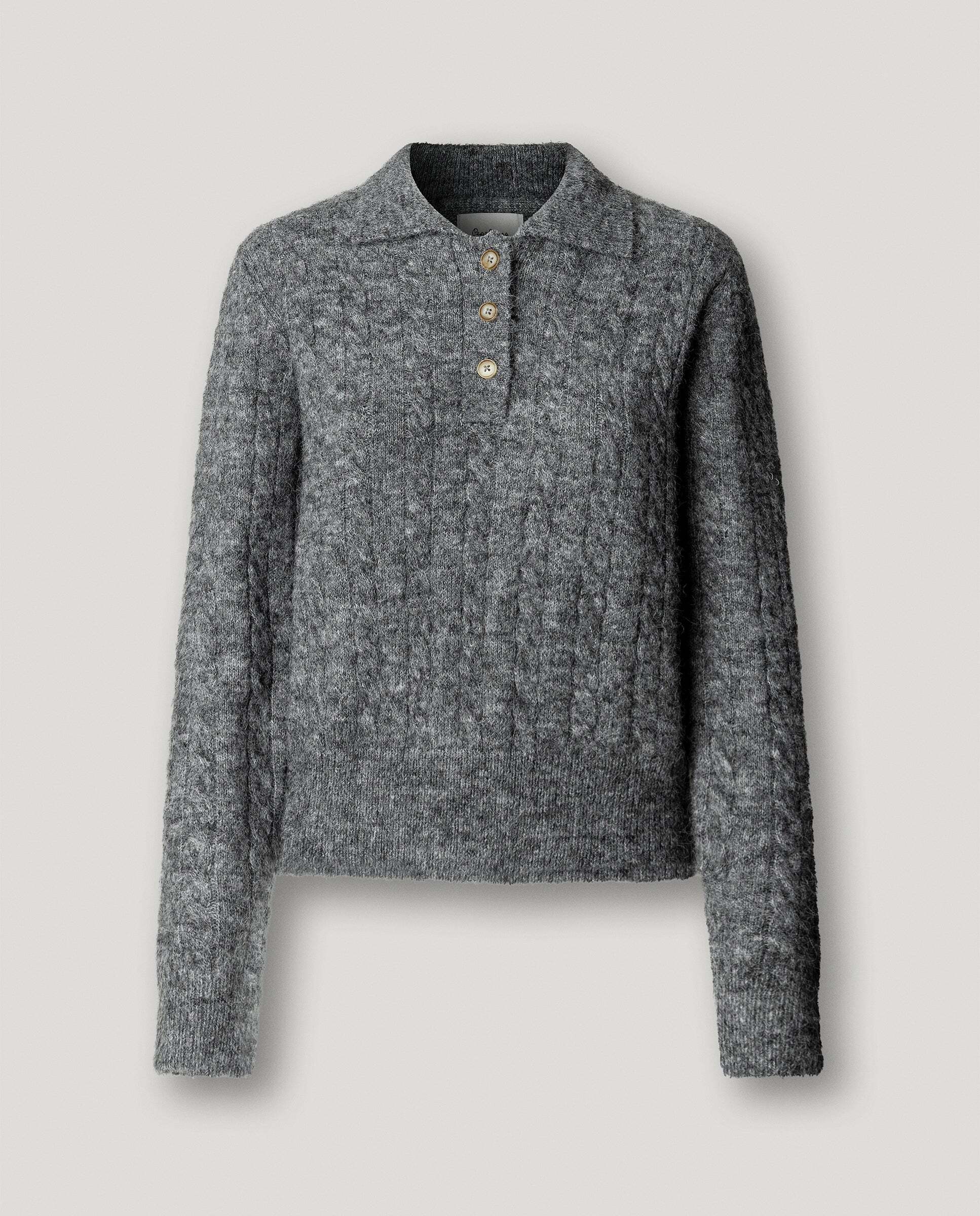Imagen 6 de Jersey de mujer trenzado cuello polo - Pepe Jeans - Gris Gris