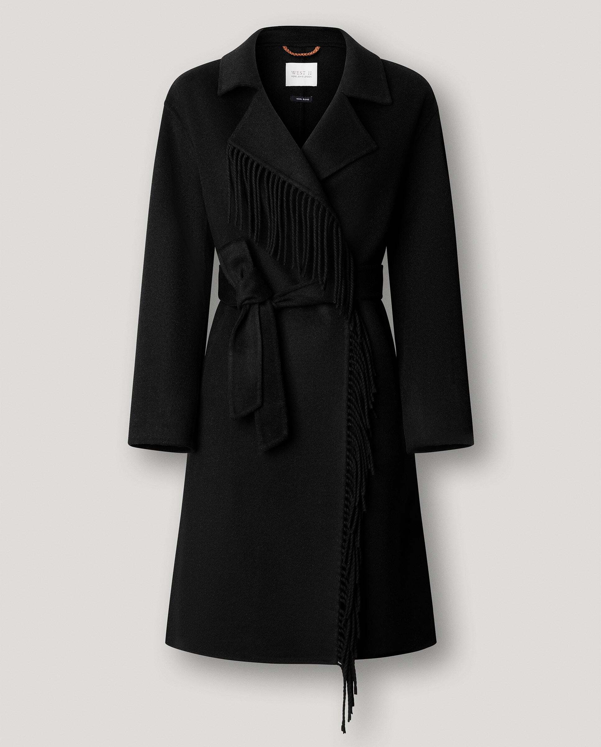 Abrigo de mujer con flecos de lana - Pepe Jeans - Negro Negro-7