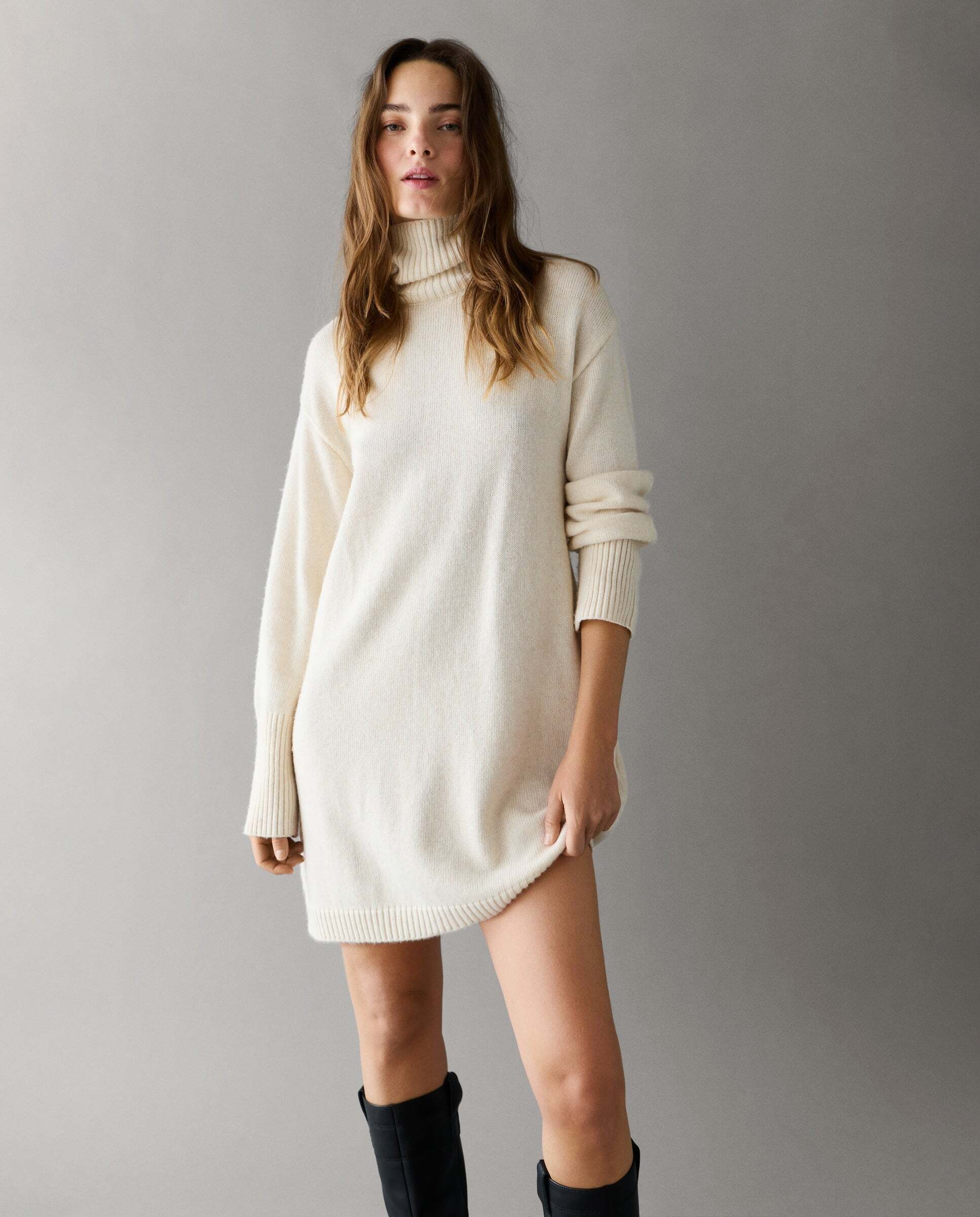 Vestido de mujer corto de punto - Pepe Jeans - Blanco roto Blanco roto-1