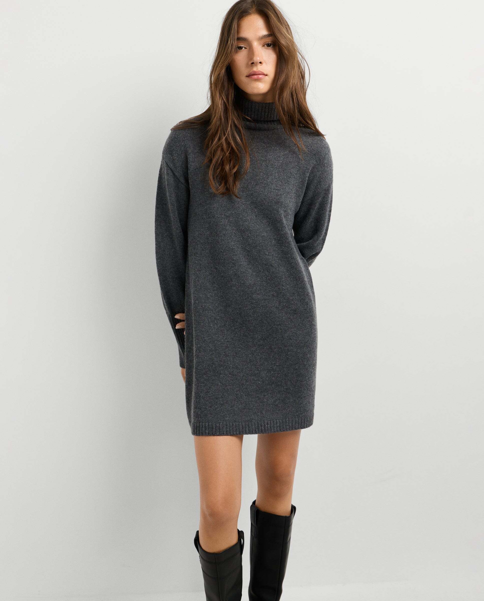Vestido de mujer corto de punto - Pepe Jeans - Gris Gris-1