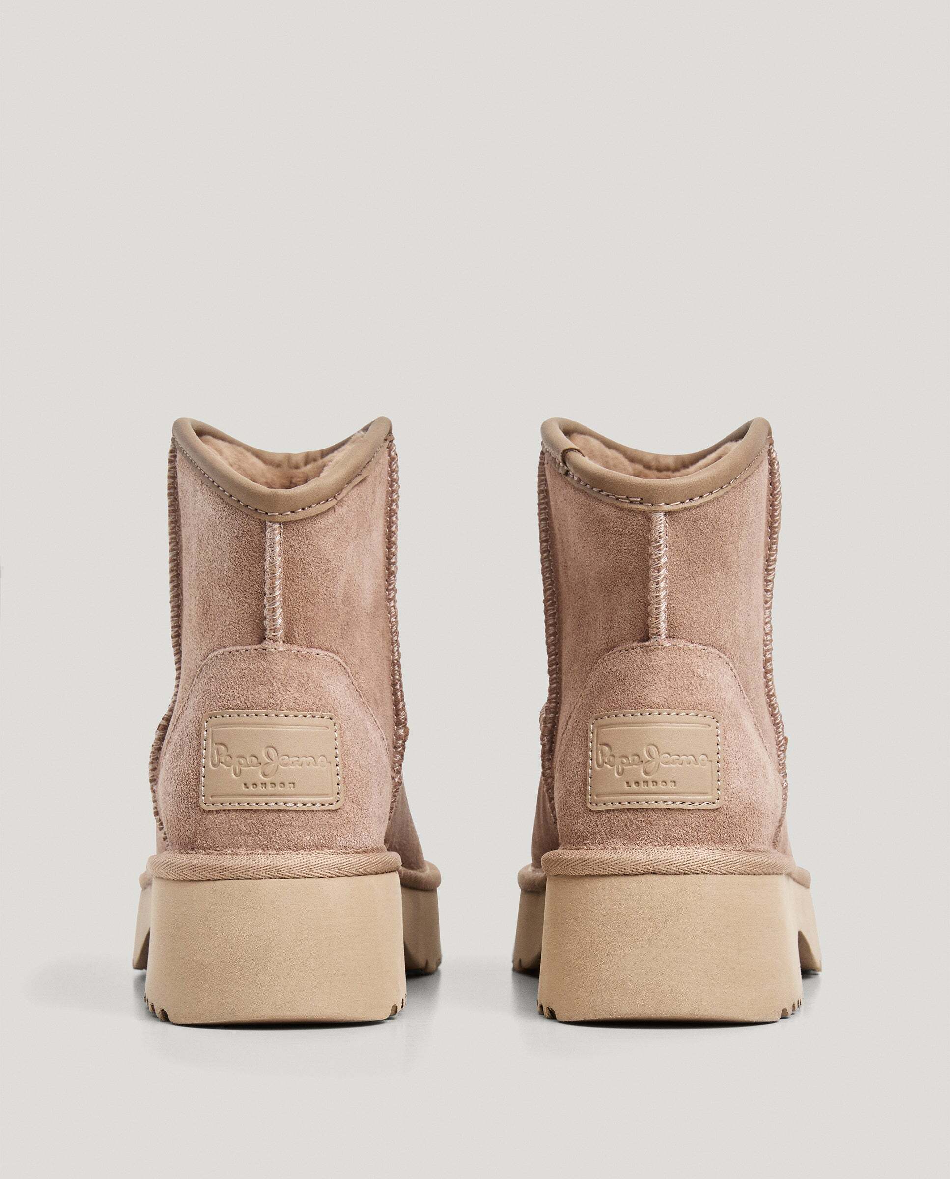 Botines con suela track de mujer de ante con plataforma - Pepe Jeans - Gris oscuro Gris oscuro-4