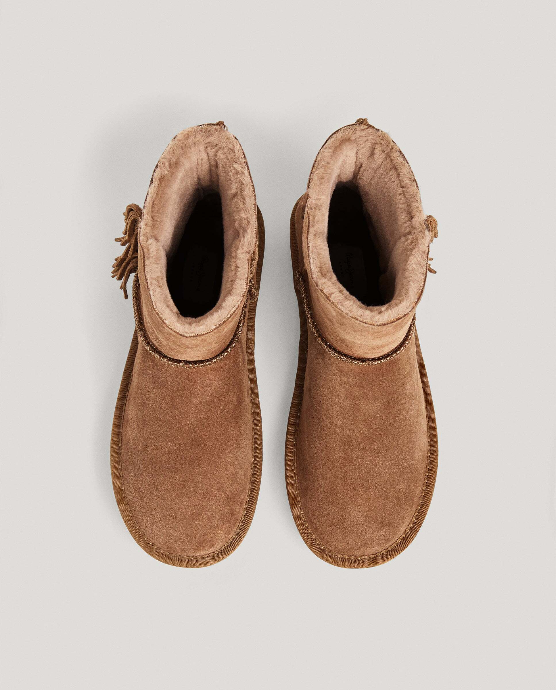 Botines con pelo de mujer de ante con flecos - Pepe Jeans - Marrón Marrón-3
