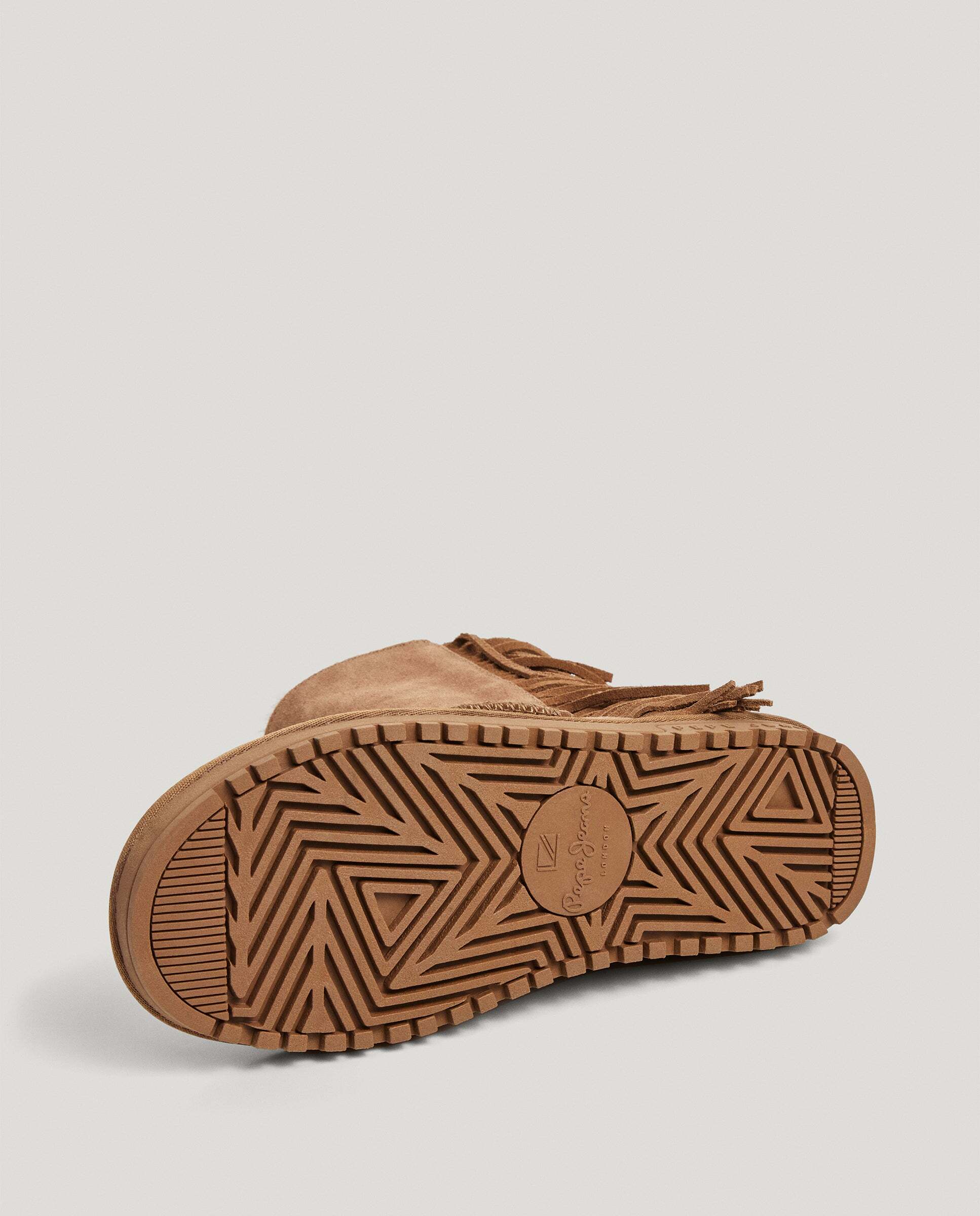 Botines con pelo de mujer de ante con flecos - Pepe Jeans - Marrón Marrón-6