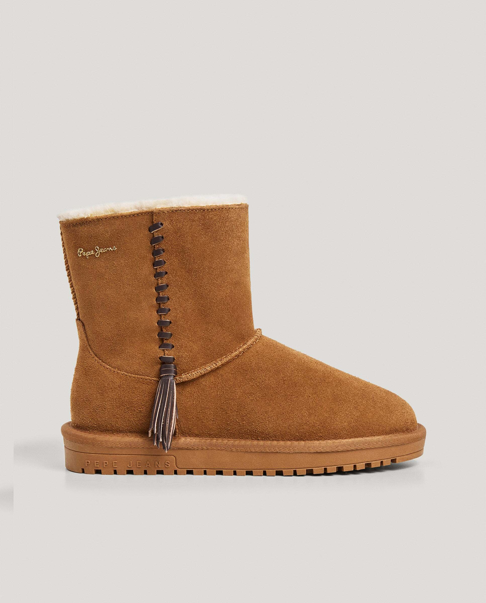 Botines con pelo de mujer de ante - Pepe Jeans - Marrón Marrón-1