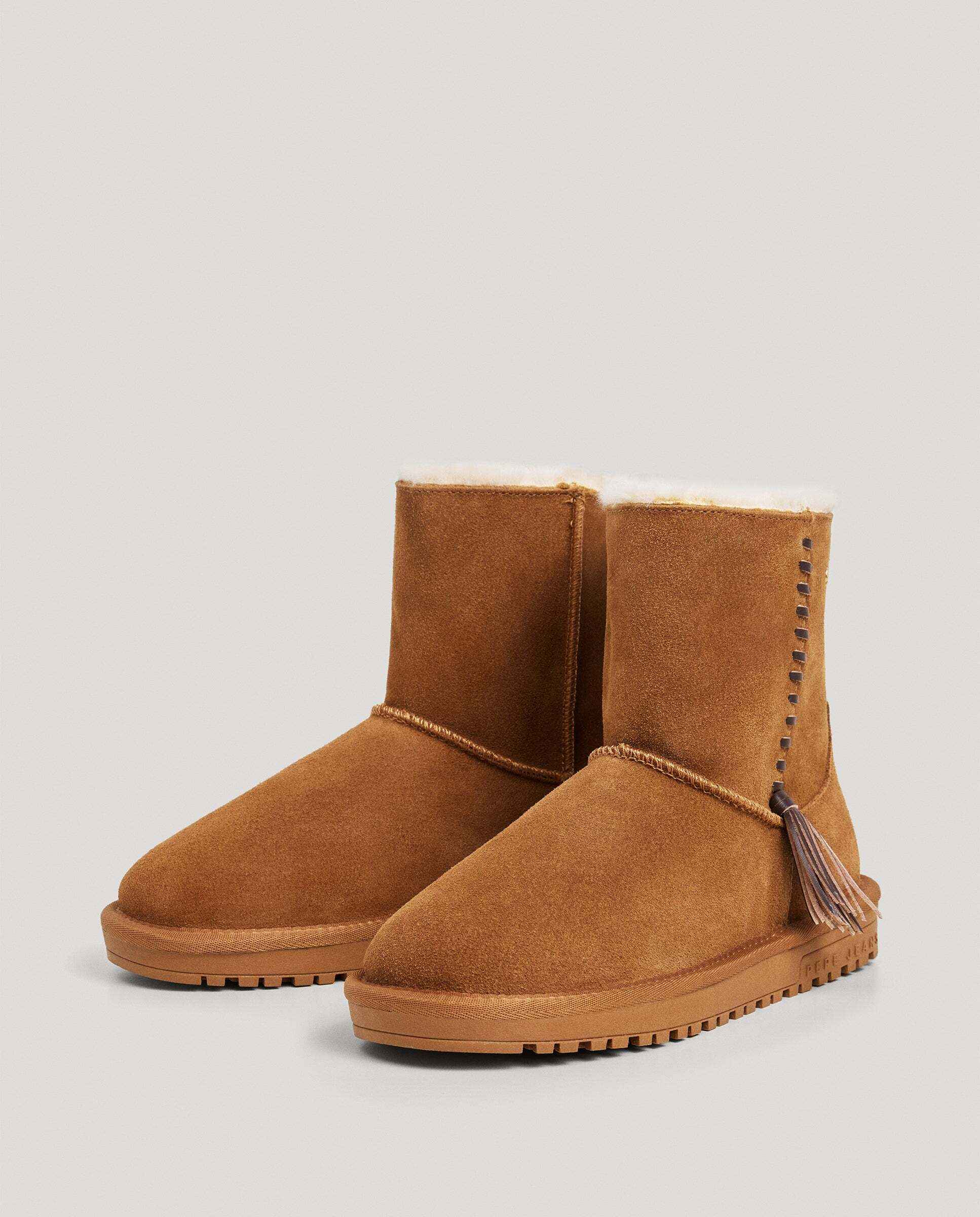 Botines con pelo de mujer de ante - Pepe Jeans - Marrón Marrón-2