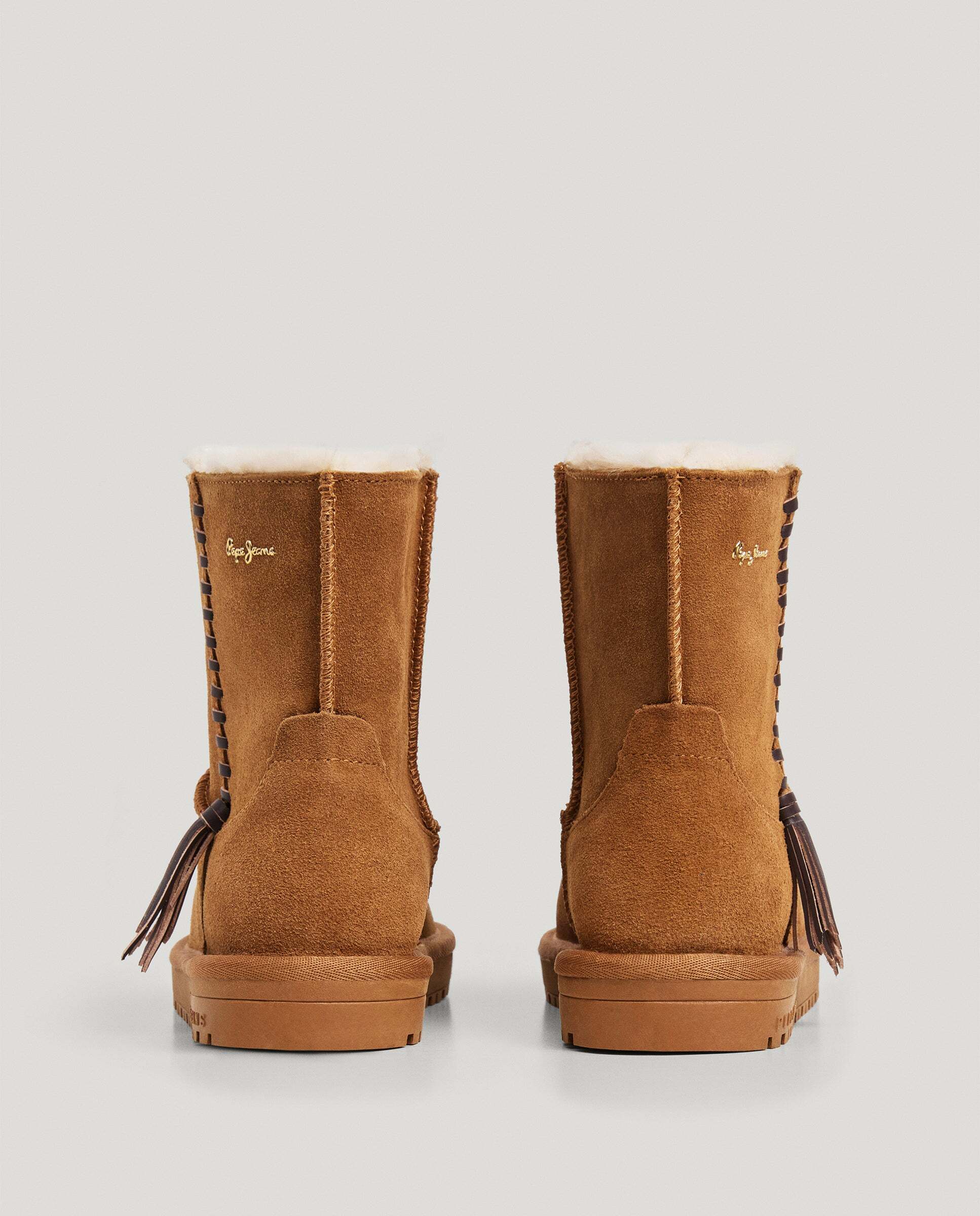 Botines con pelo de mujer de ante - Pepe Jeans - Marrón Marrón-4