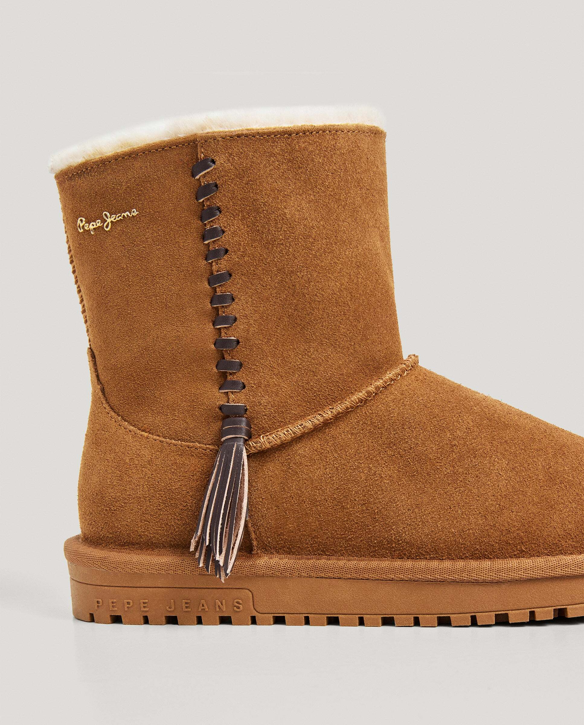 Botines con pelo de mujer de ante - Pepe Jeans - Marrón Marrón-5