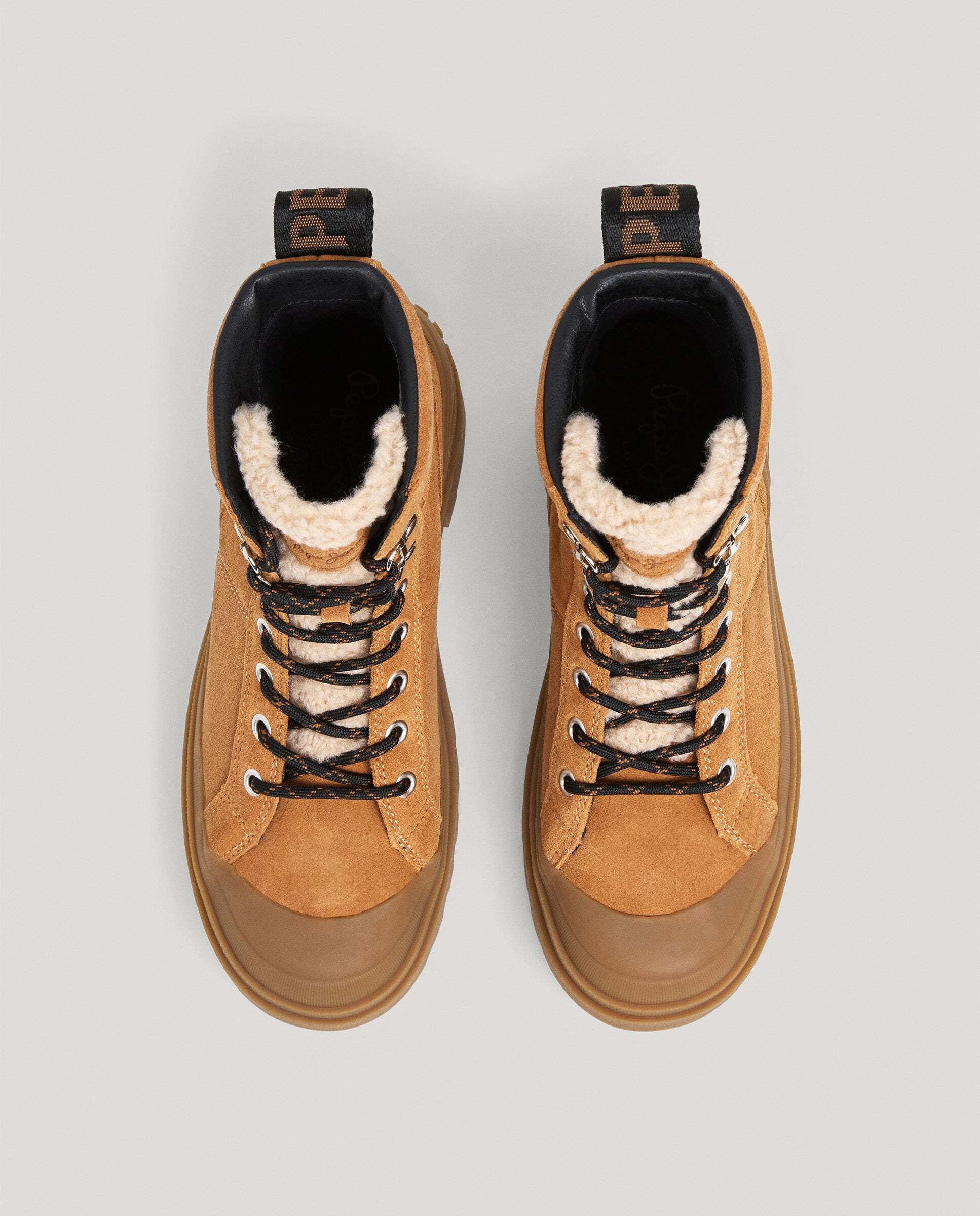 Botines con suela track de mujer de ante cierre cordones - Pepe Jeans - Marrón Marrón-3