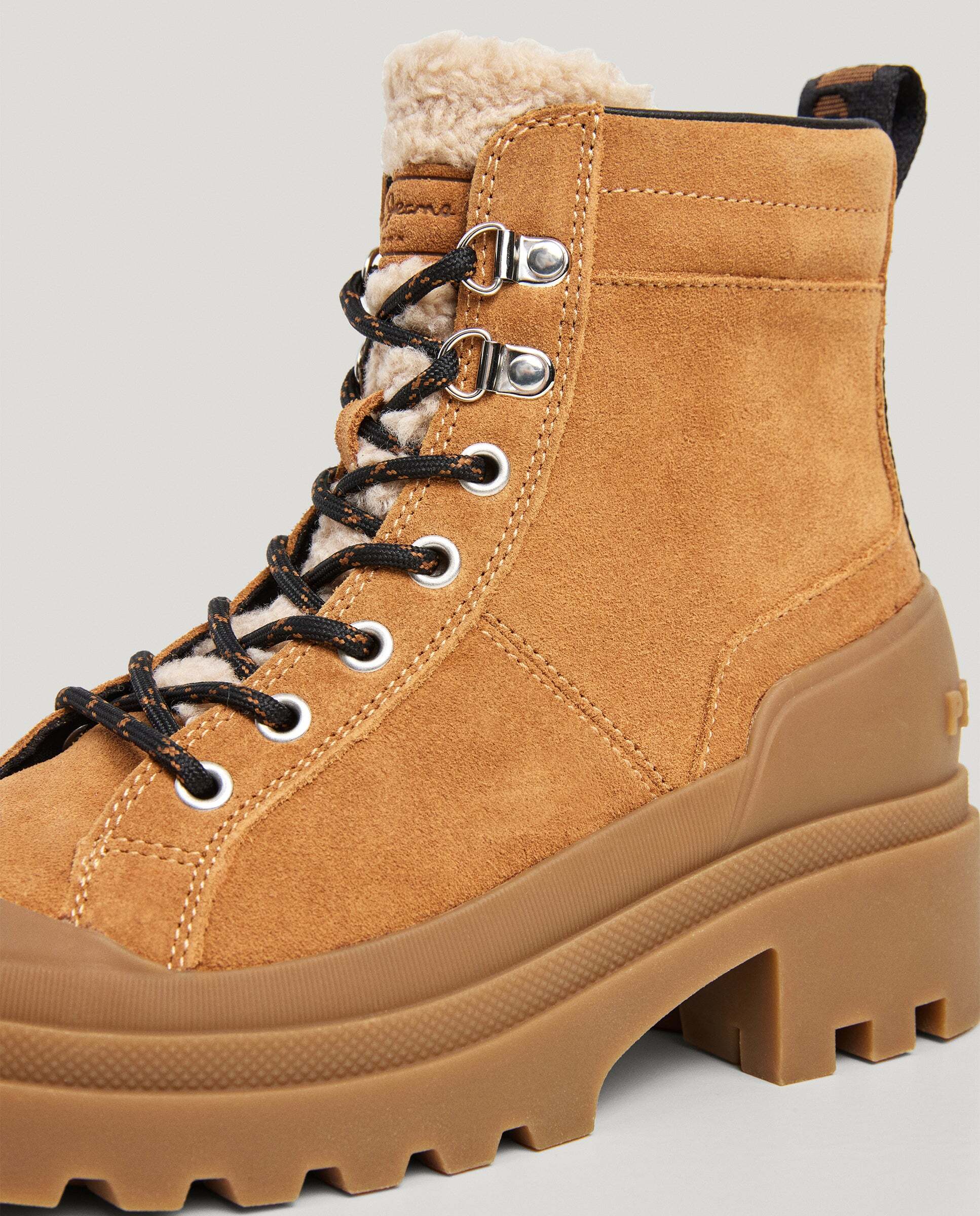 Botines con suela track de mujer de ante cierre cordones - Pepe Jeans - Marrón Marrón-5