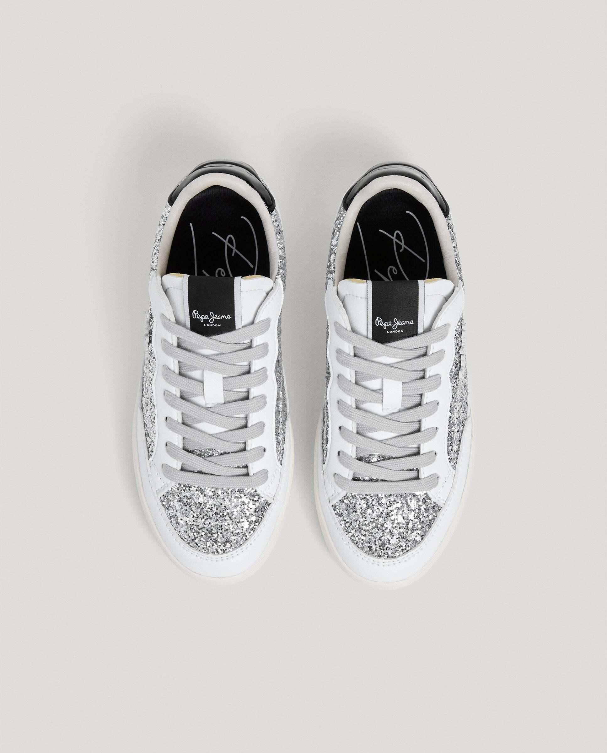 Zapatillas de niña detalles glitter - Pepe Jeans - Plata Plata-2