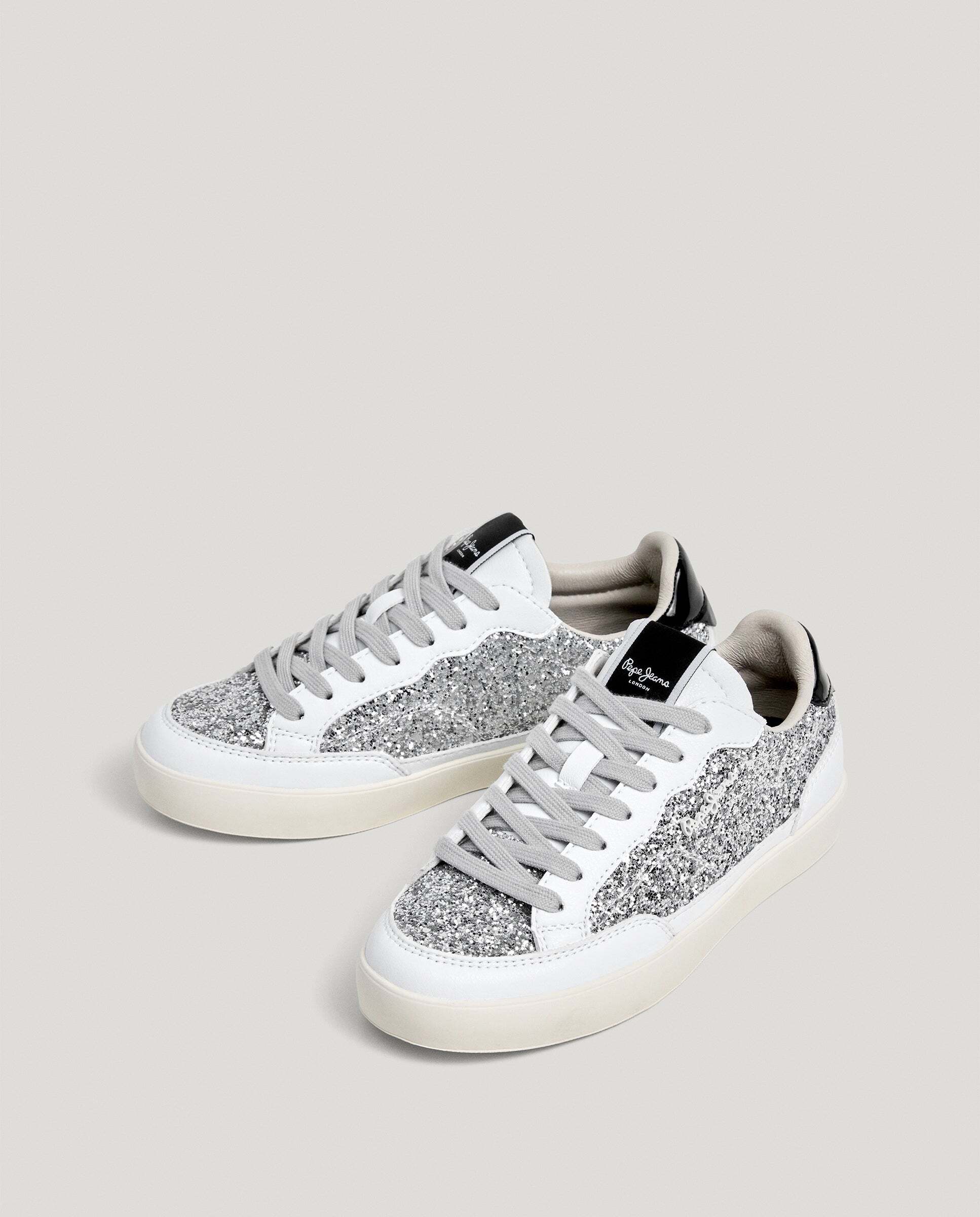 Zapatillas de niña detalles glitter - Pepe Jeans - Plata Plata-3