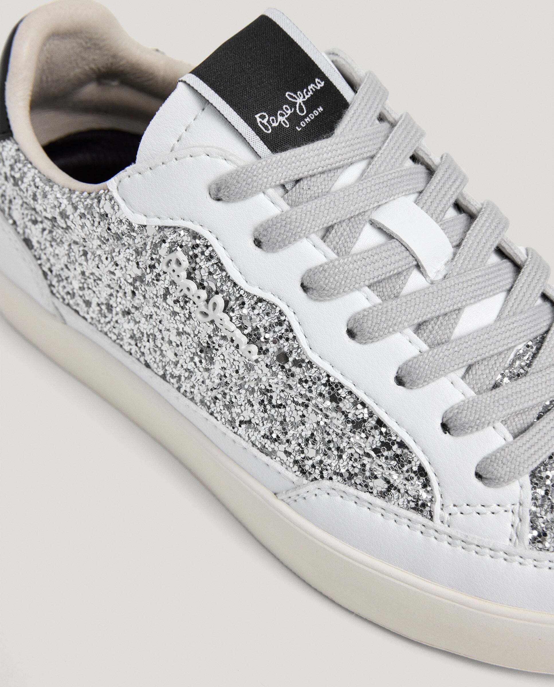 Zapatillas de niña detalles glitter - Pepe Jeans - Plata Plata-5