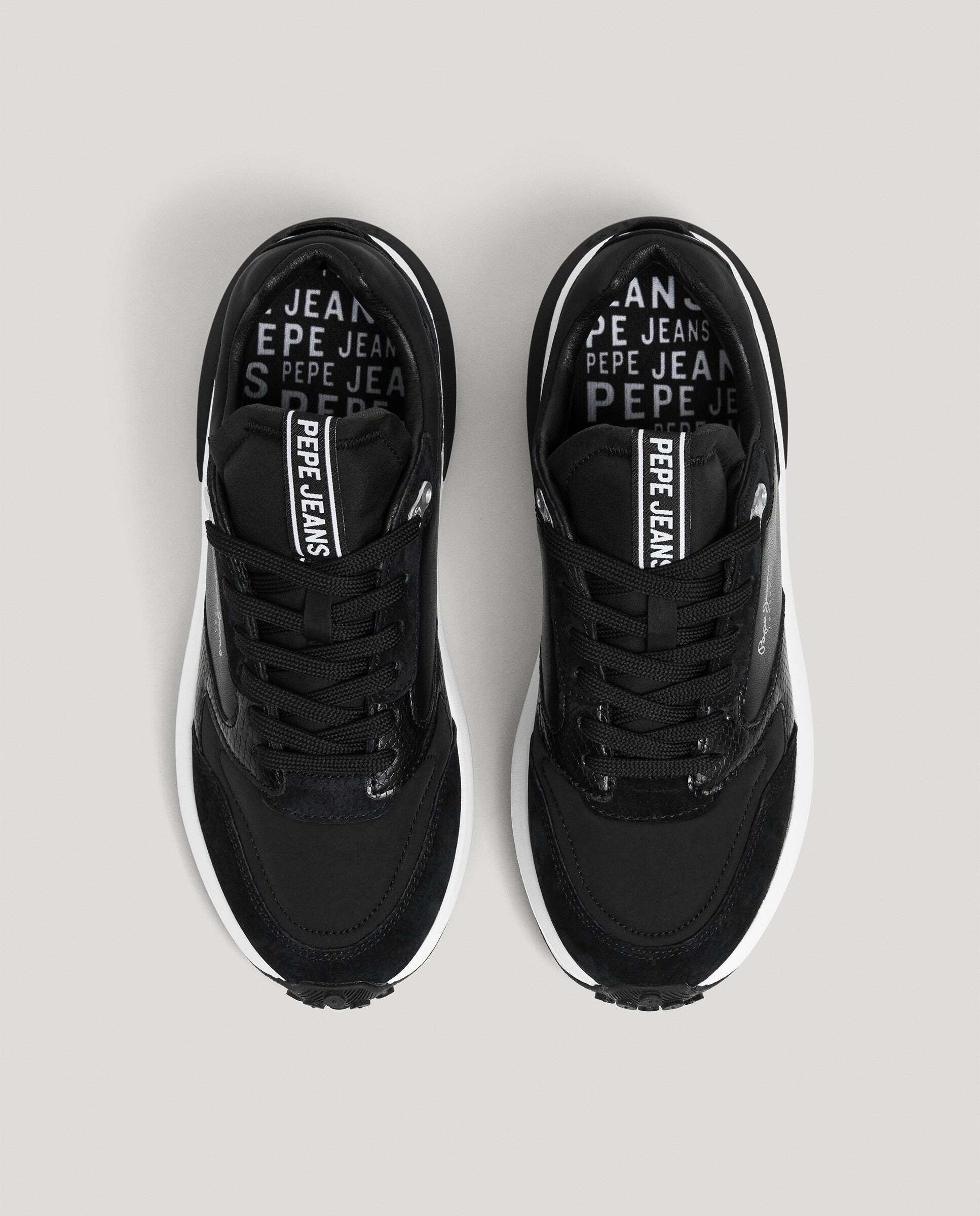 Winslow - Pepe Jeans - zapatillas combinadas con piel - Negro Negro-3