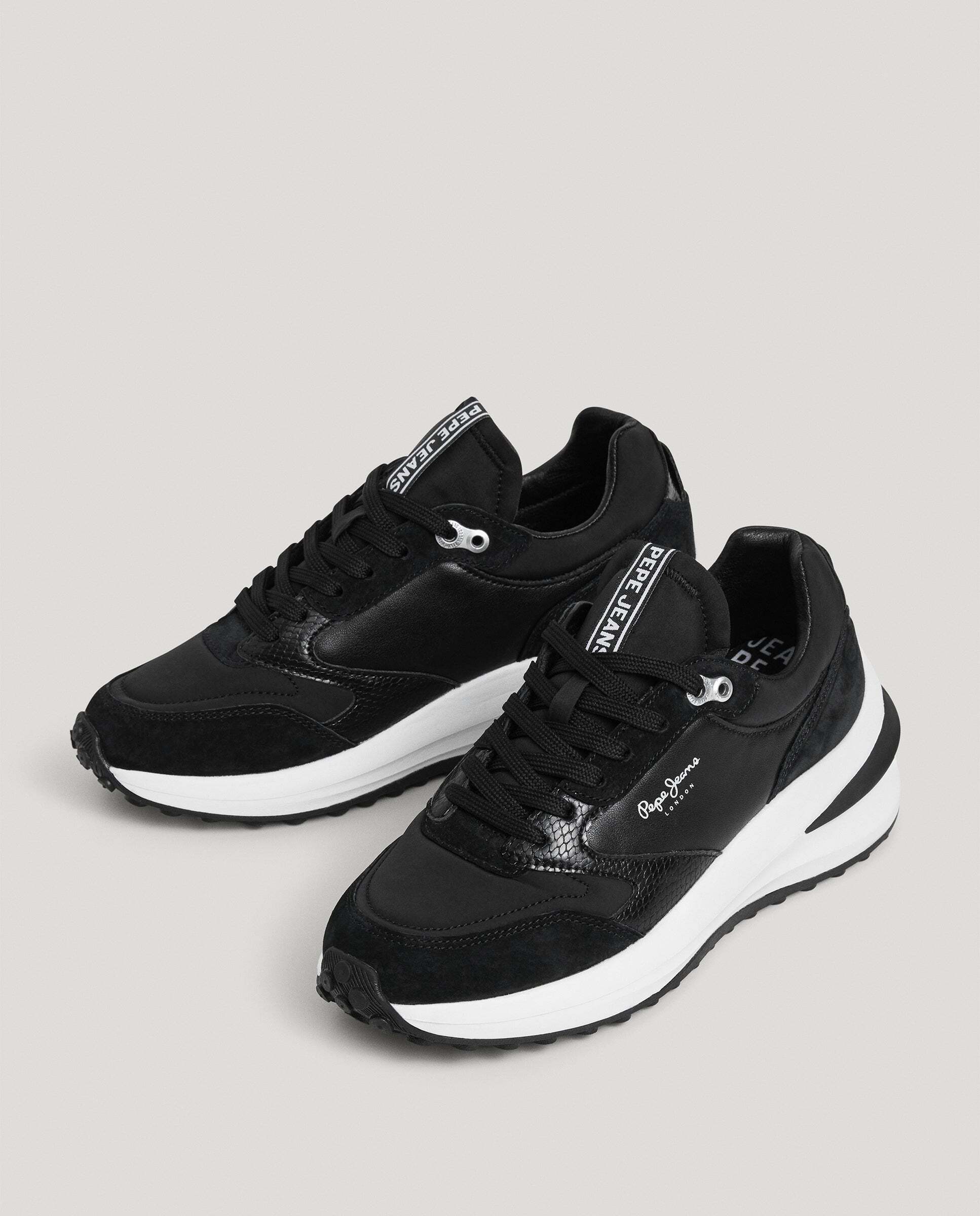Winslow - Pepe Jeans - zapatillas combinadas con piel - Negro Negro-2