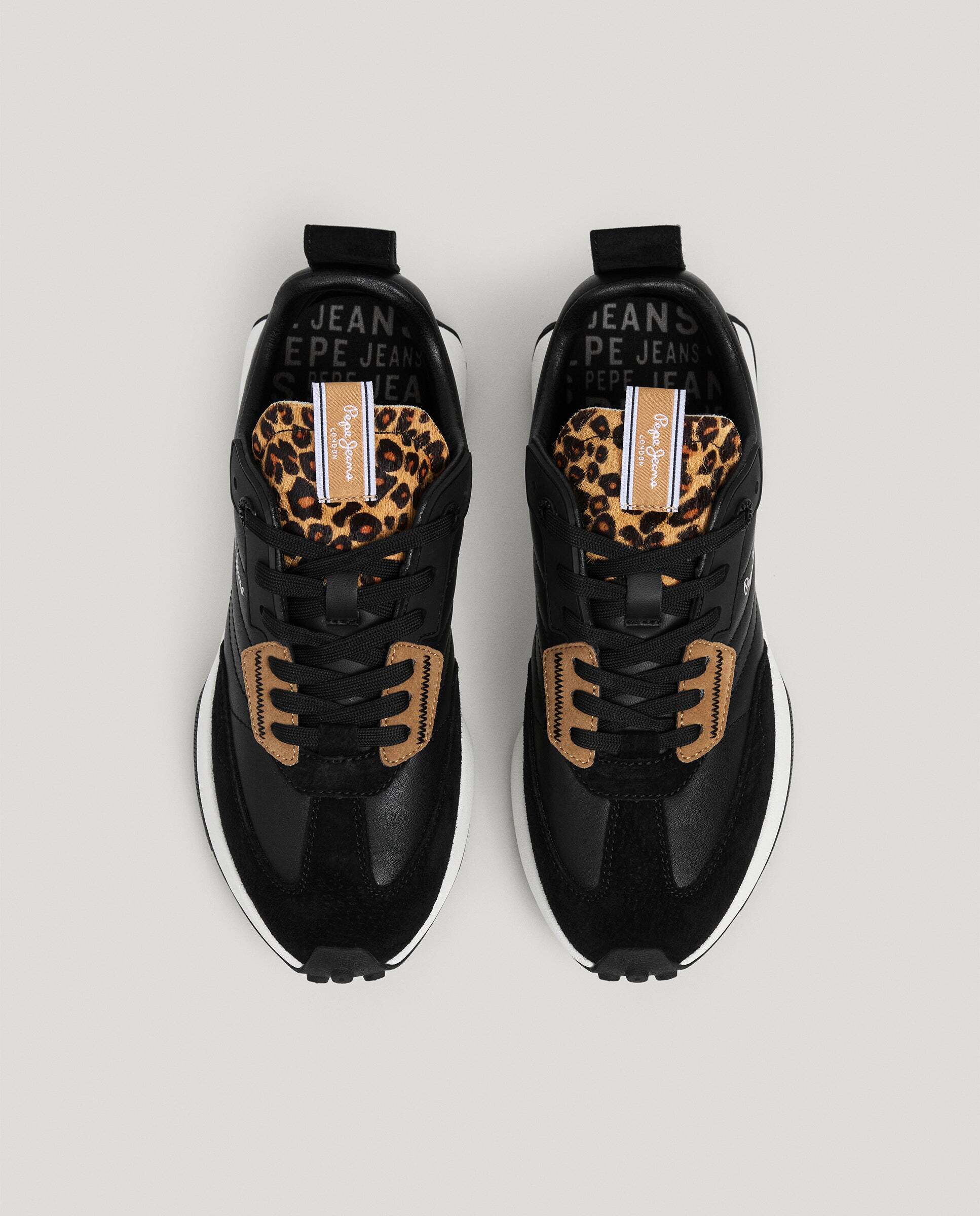 Lucky - Pepe Jeans - zapatillas con detalles en ante con piel - Negro Negro-3