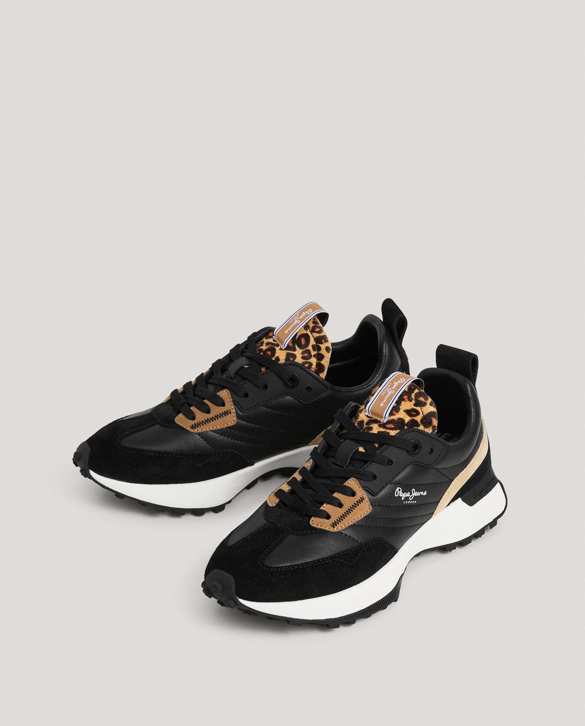 Lucky - Pepe Jeans - zapatillas con detalles en ante con piel - Negro Negro-2