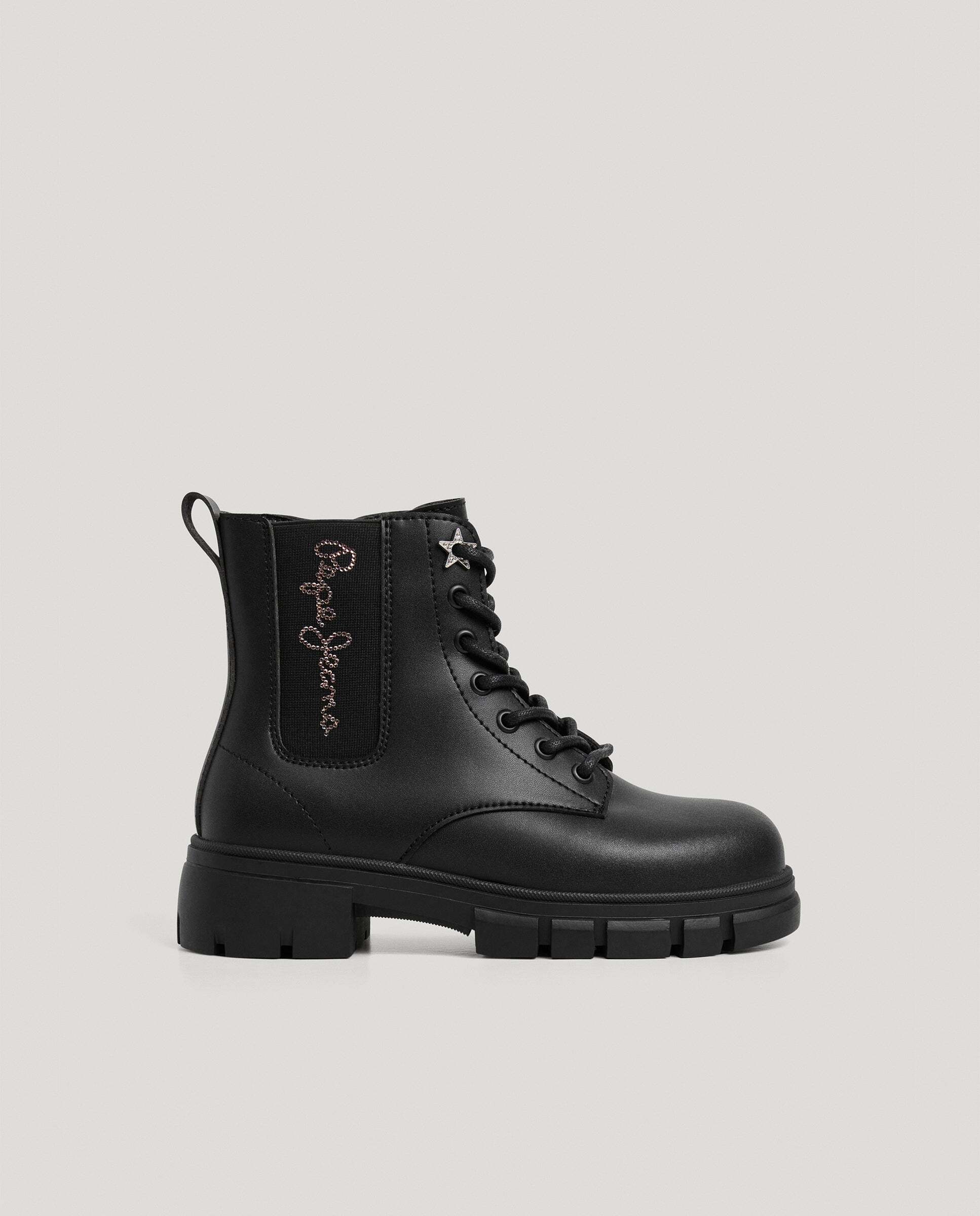 Imagen 0 de Botas de niña con logo strass Negro