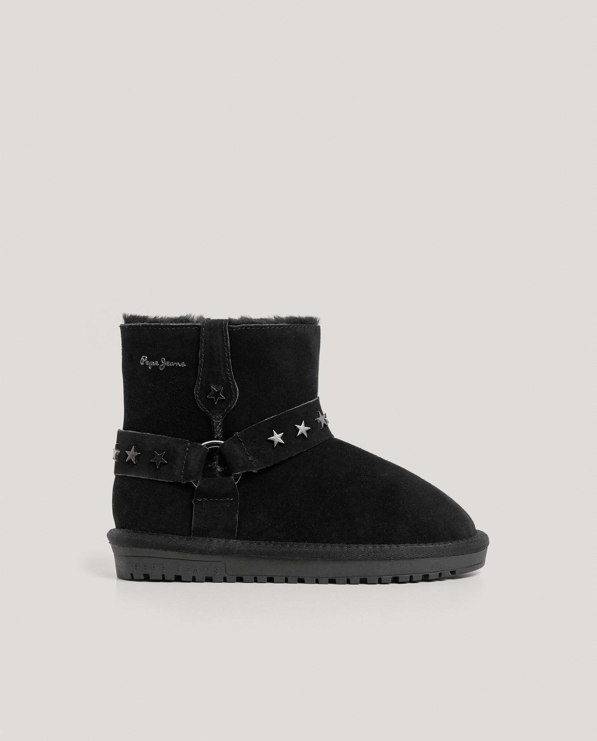 Imagen 0 de Botines de niña de ante con tachuelas Negro