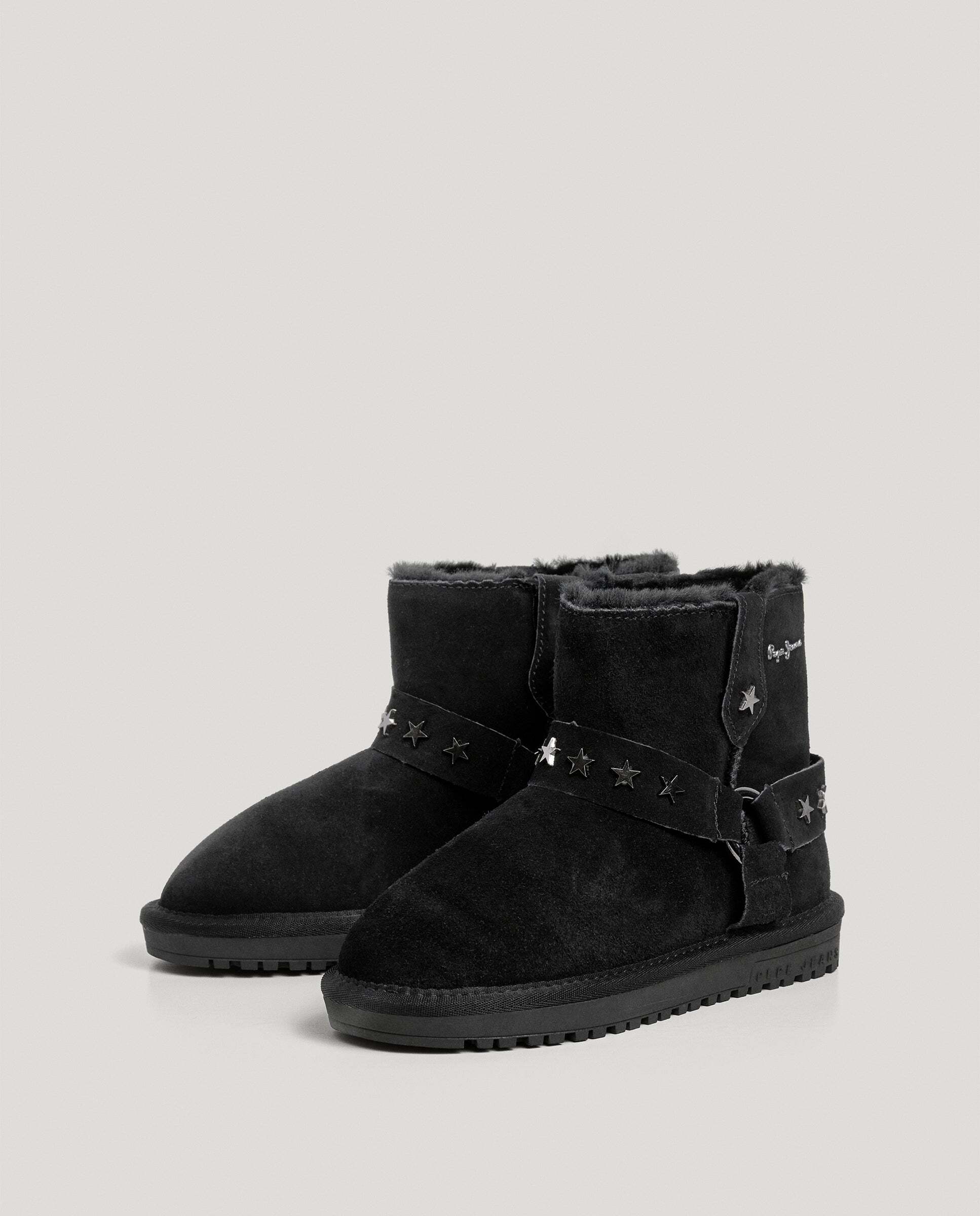 Botines de niña de ante con tachuelas - Pepe Jeans - Negro Negro-3