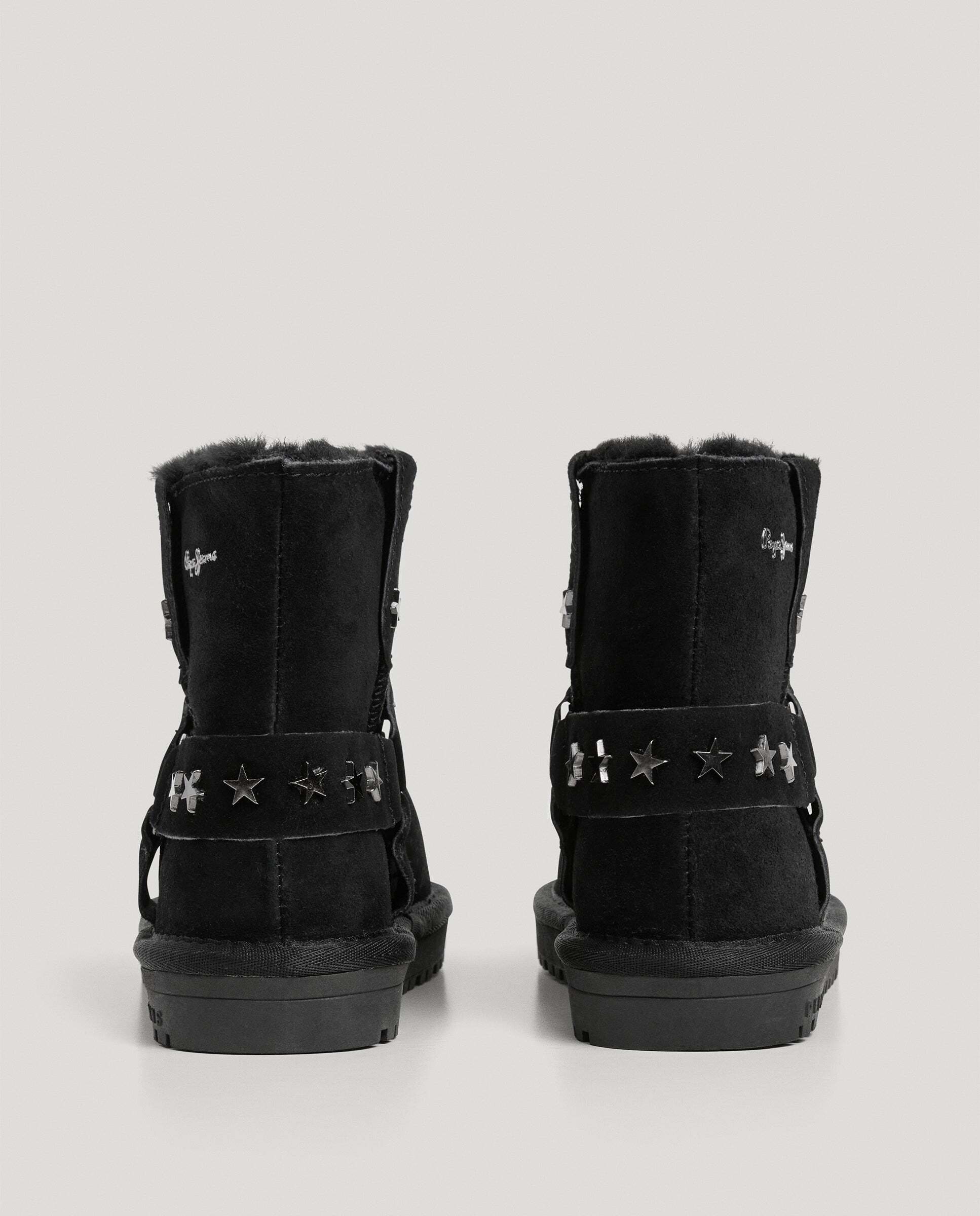 Botines de niña de ante con tachuelas - Pepe Jeans - Negro Negro-4
