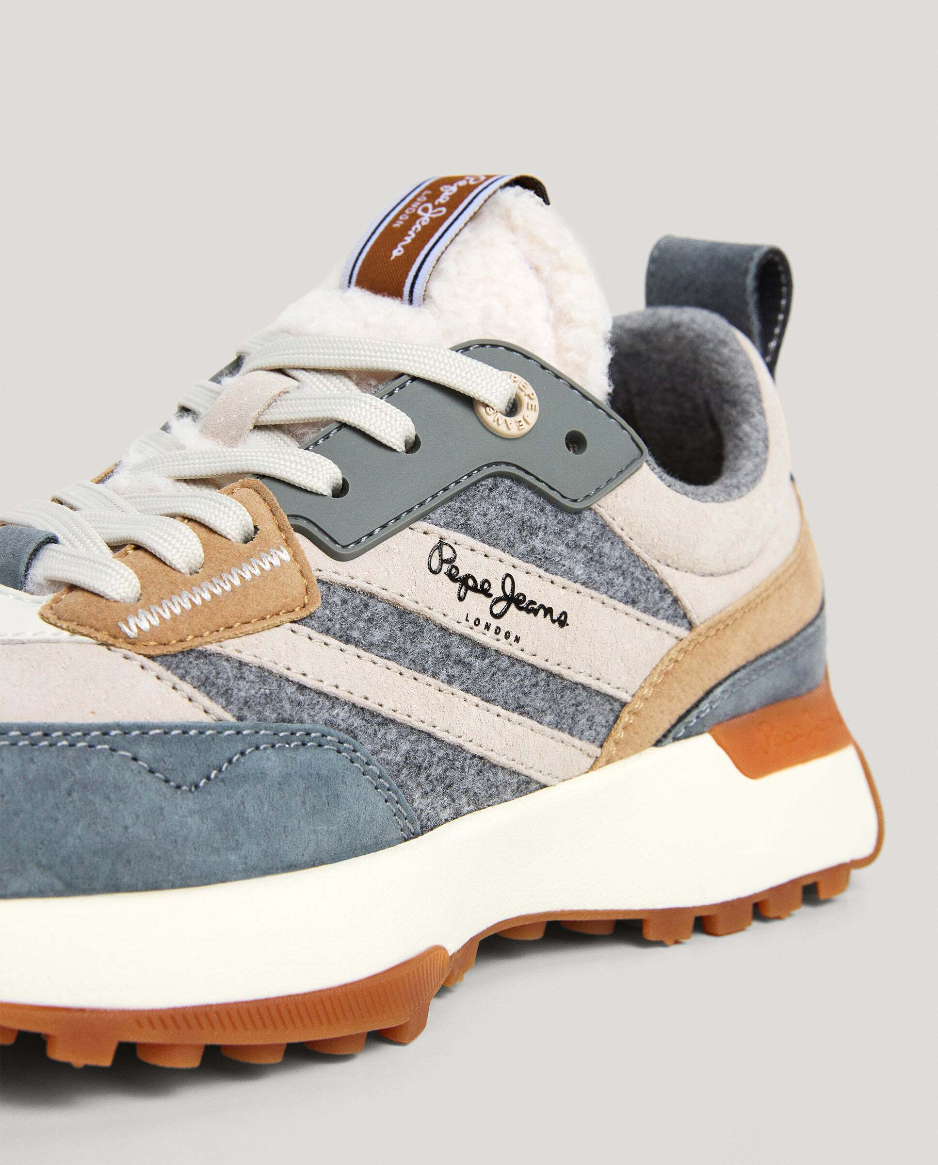 Lucky - Pepe Jeans - zapatillas con detalles en borreguito - Verde grisáceo Verde grisáceo-5