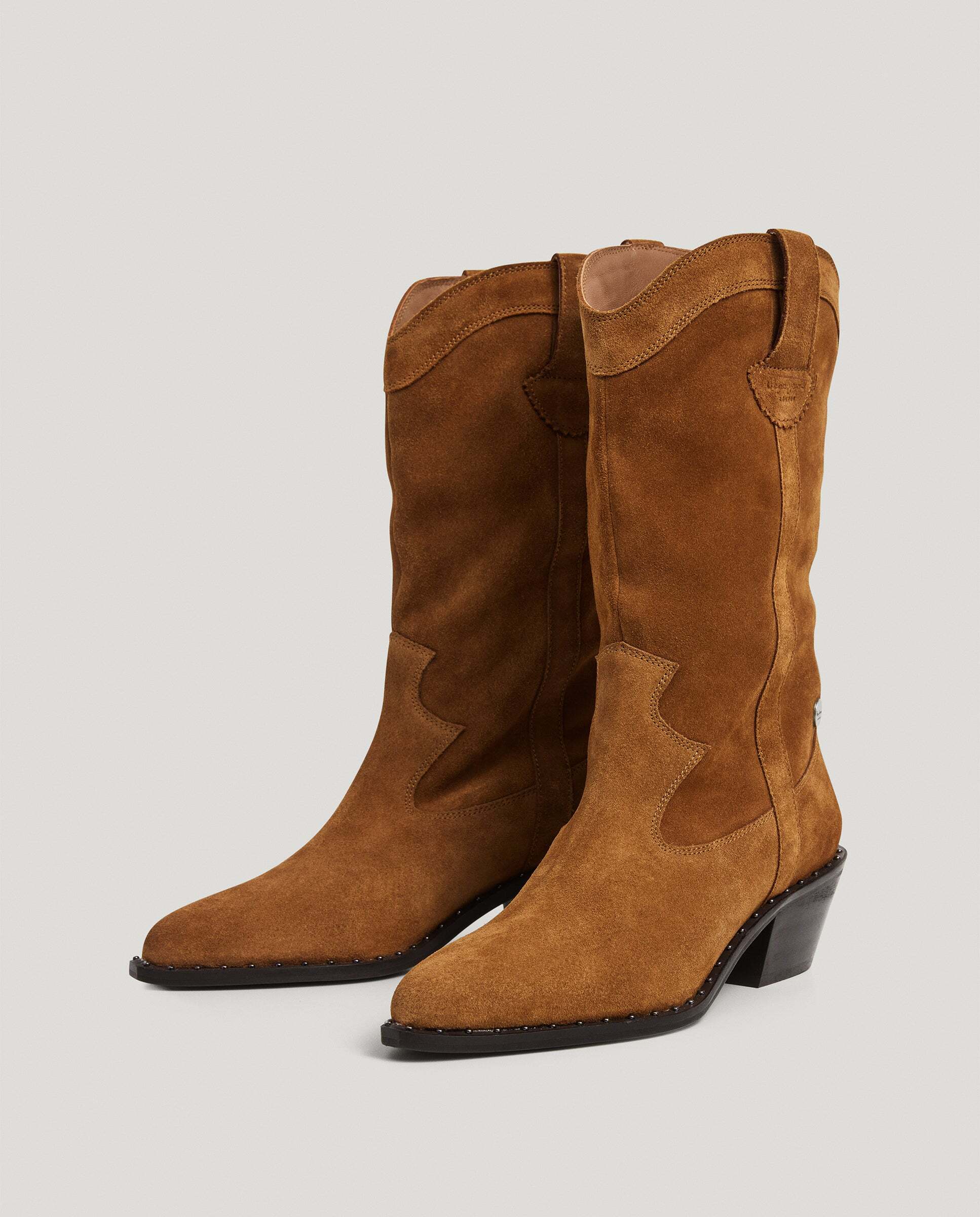 Botas de mujer cowboy de ante - Pepe Jeans - Marrón Marrón-2