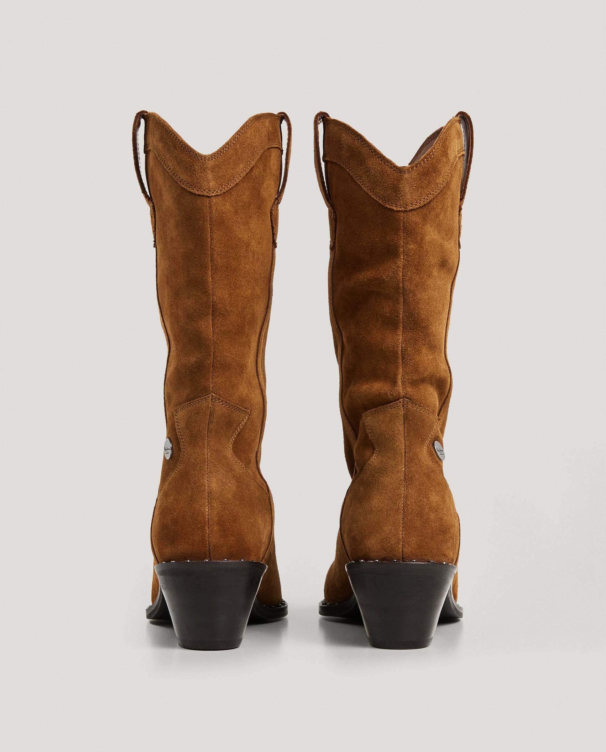 Botas de mujer cowboy de ante - Pepe Jeans - Marrón Marrón-4