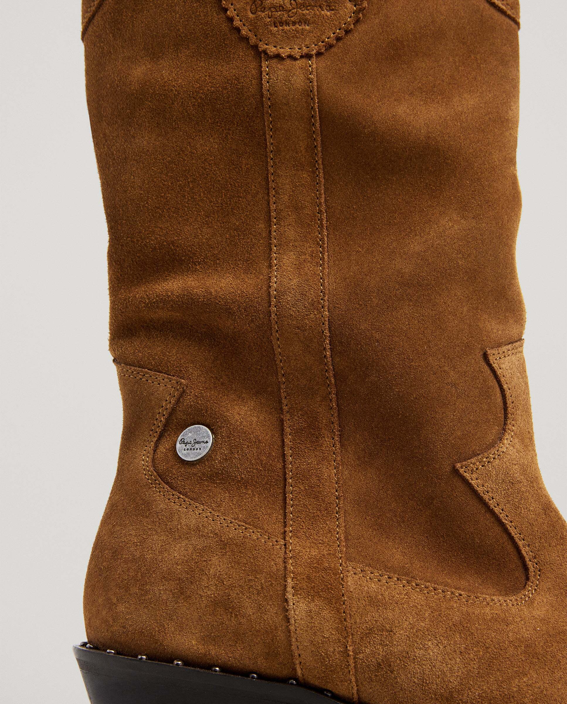 Botas de mujer cowboy de ante - Pepe Jeans - Marrón Marrón-5