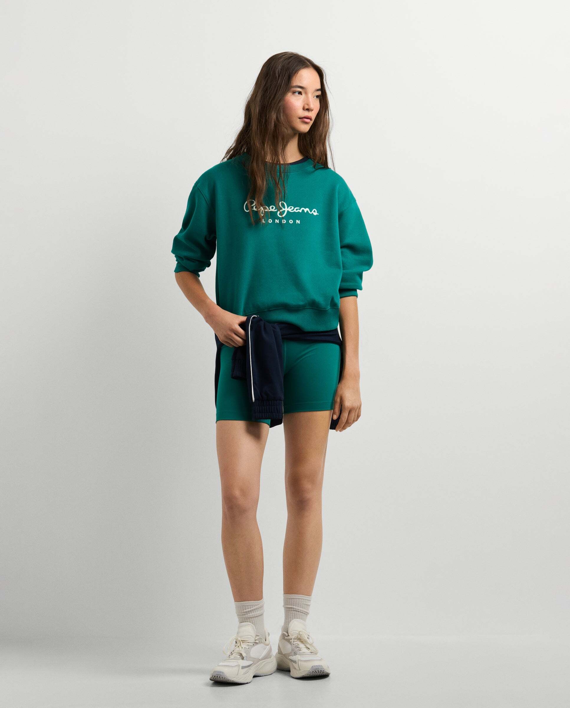 Sudadera de mujer cuello redondo con logo - Pepe Jeans - Verde azulado Verde azulado-2