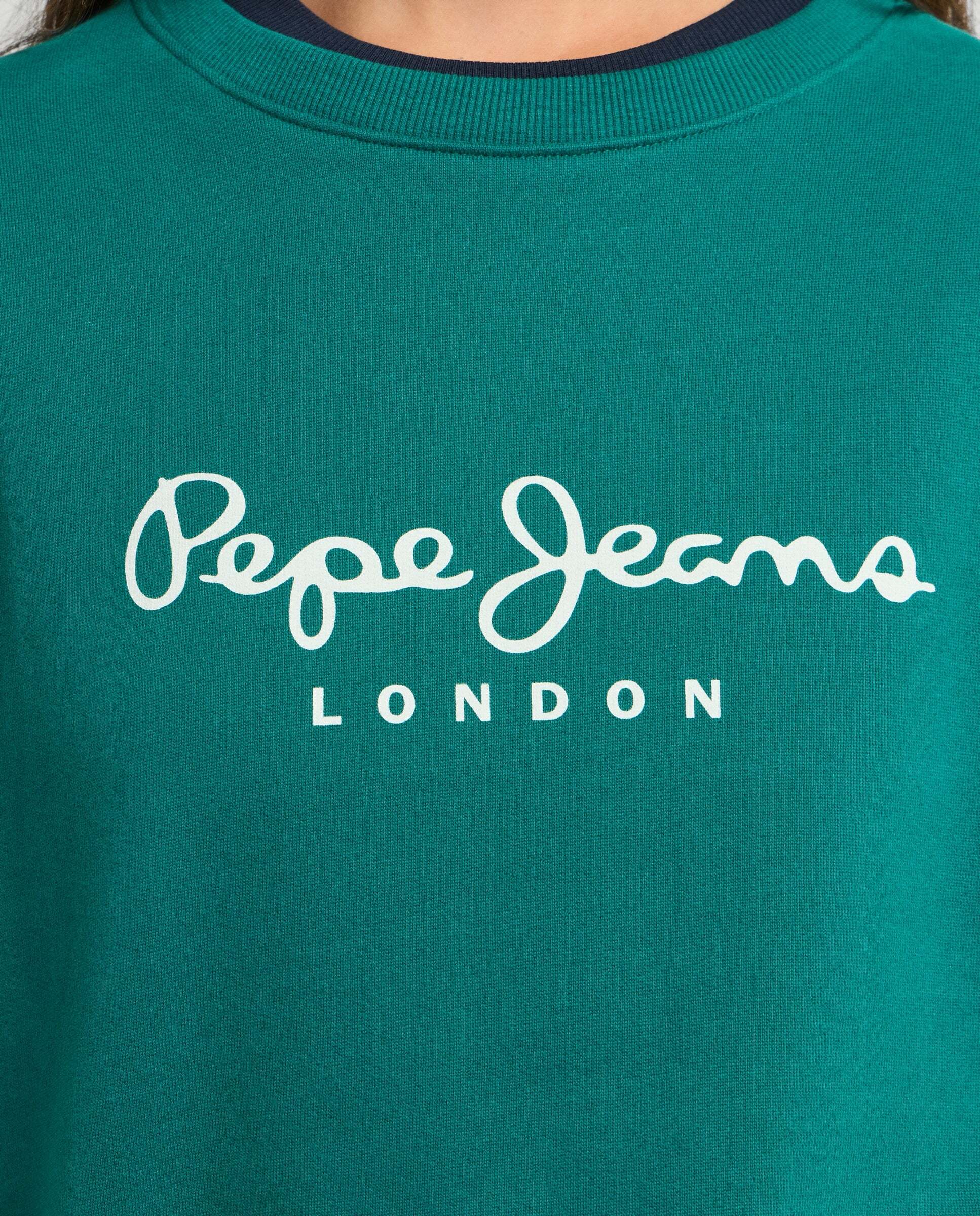 Sudadera de mujer cuello redondo con logo - Pepe Jeans - Verde azulado Verde azulado-5