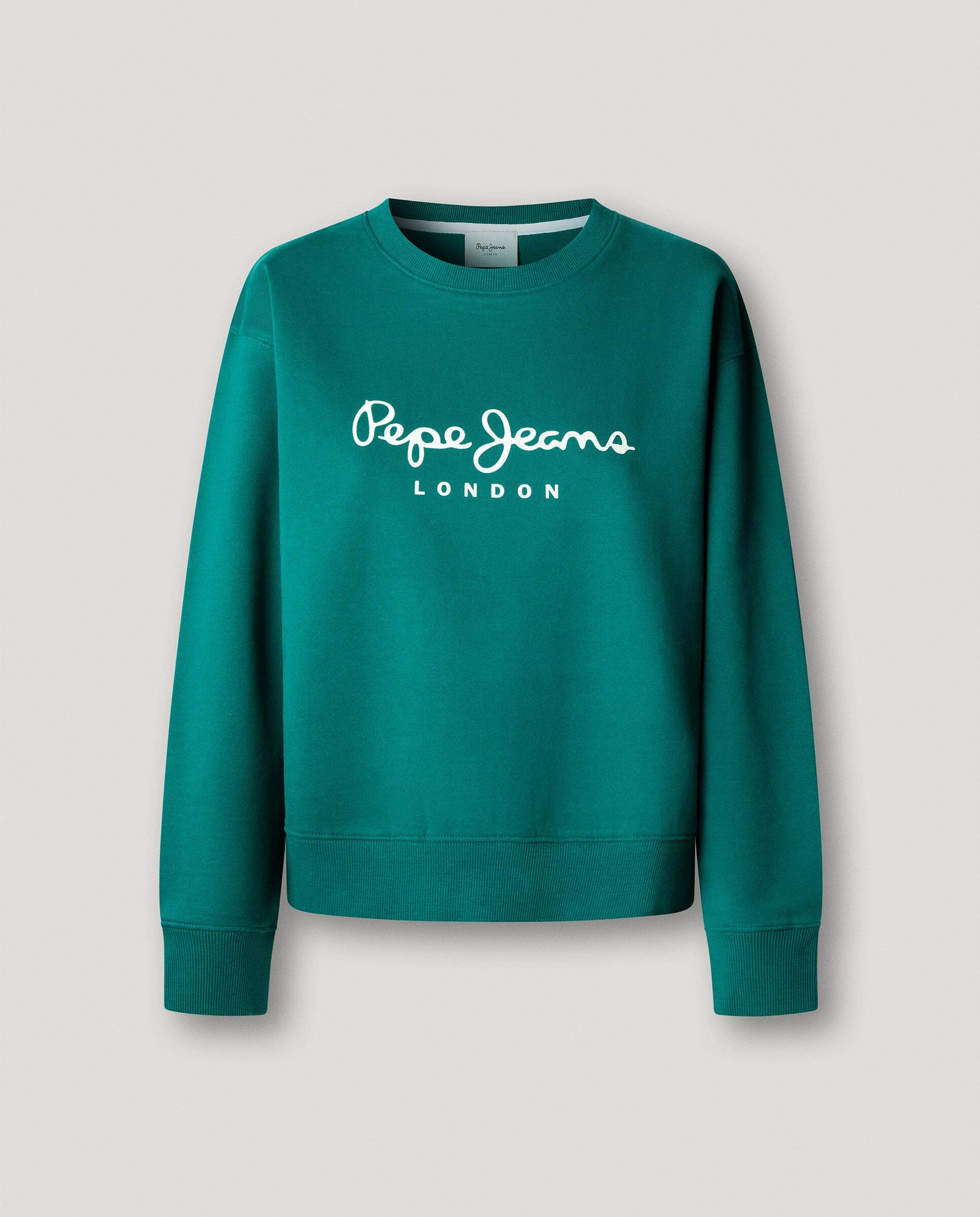Sudadera de mujer cuello redondo con logo - Pepe Jeans - Verde azulado Verde azulado-6