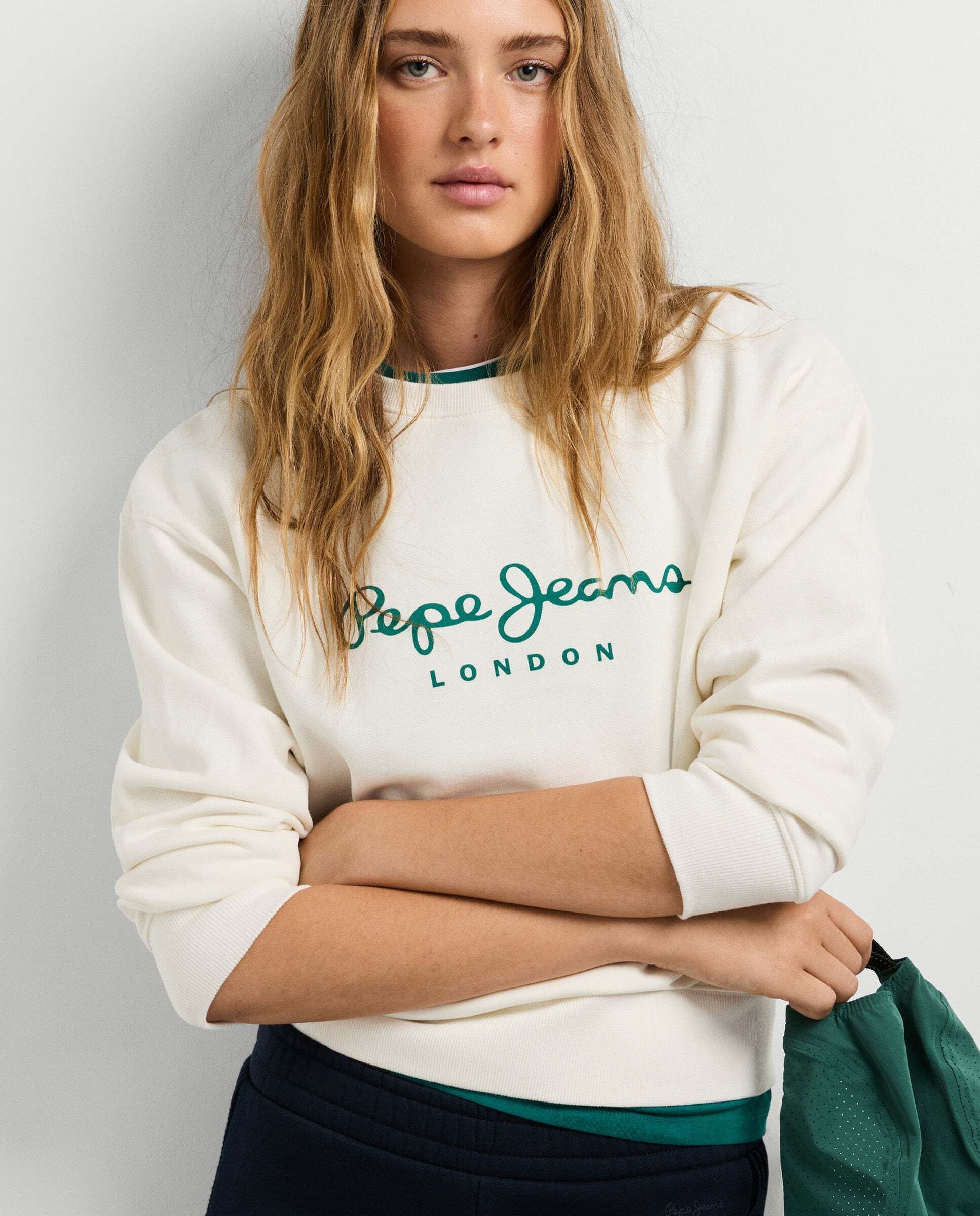 Sudadera de mujer cuello redondo con logo - Pepe Jeans - Blanco Blanco-1
