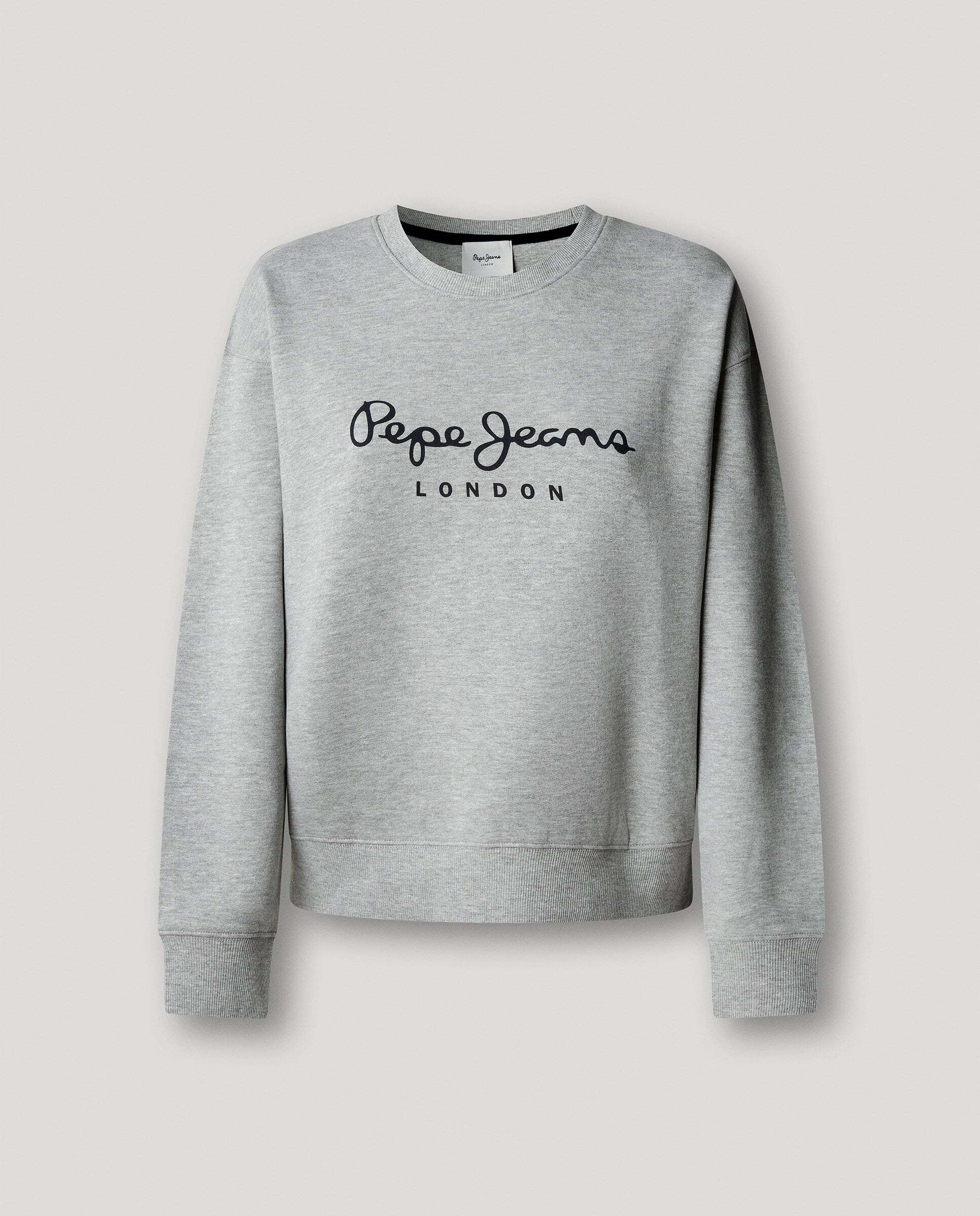 Sudadera de mujer cuello redondo con logo - Pepe Jeans - Gris Gris-6