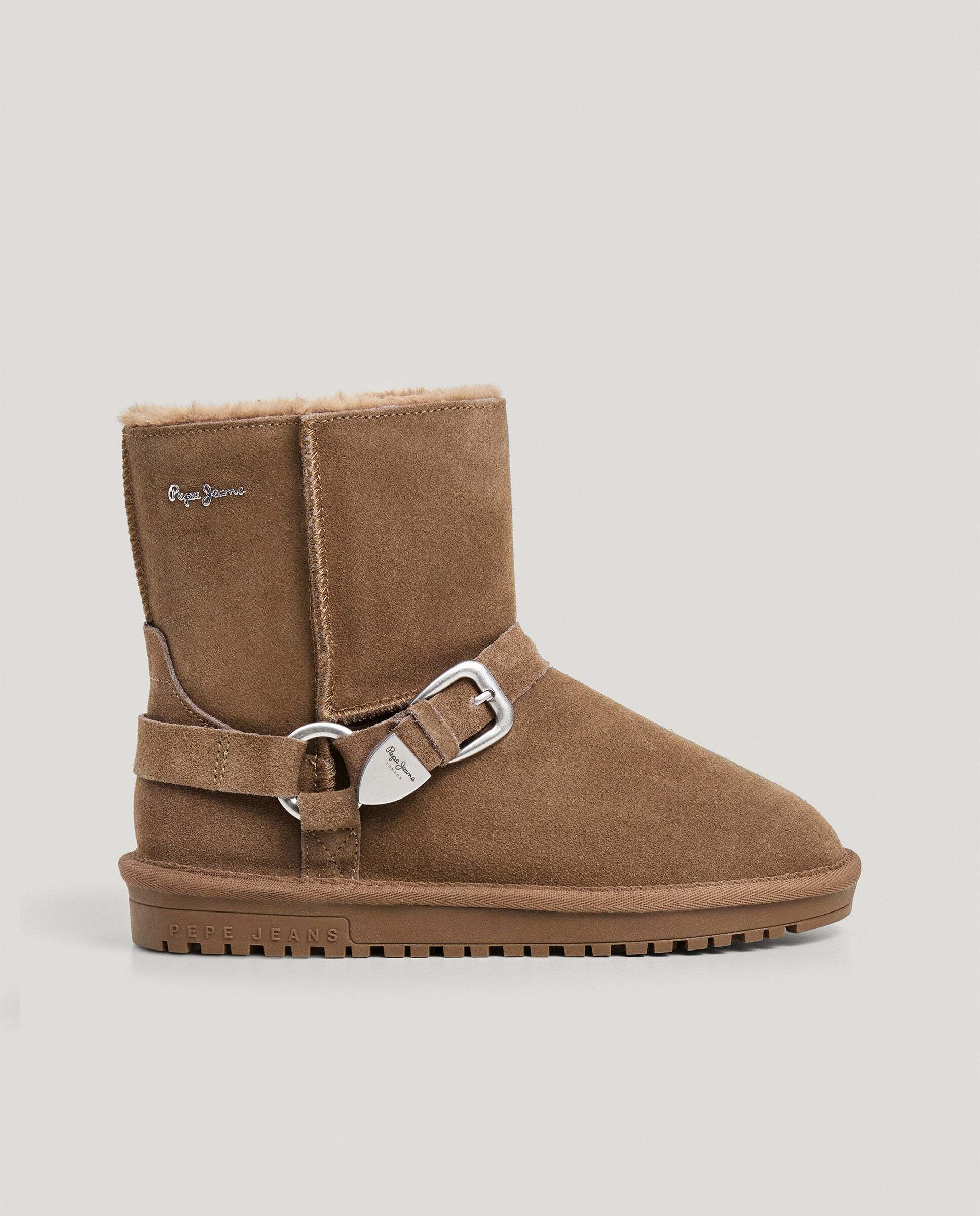 Botines de mujer de ante con hebilla - Pepe Jeans - Natural Natural-1