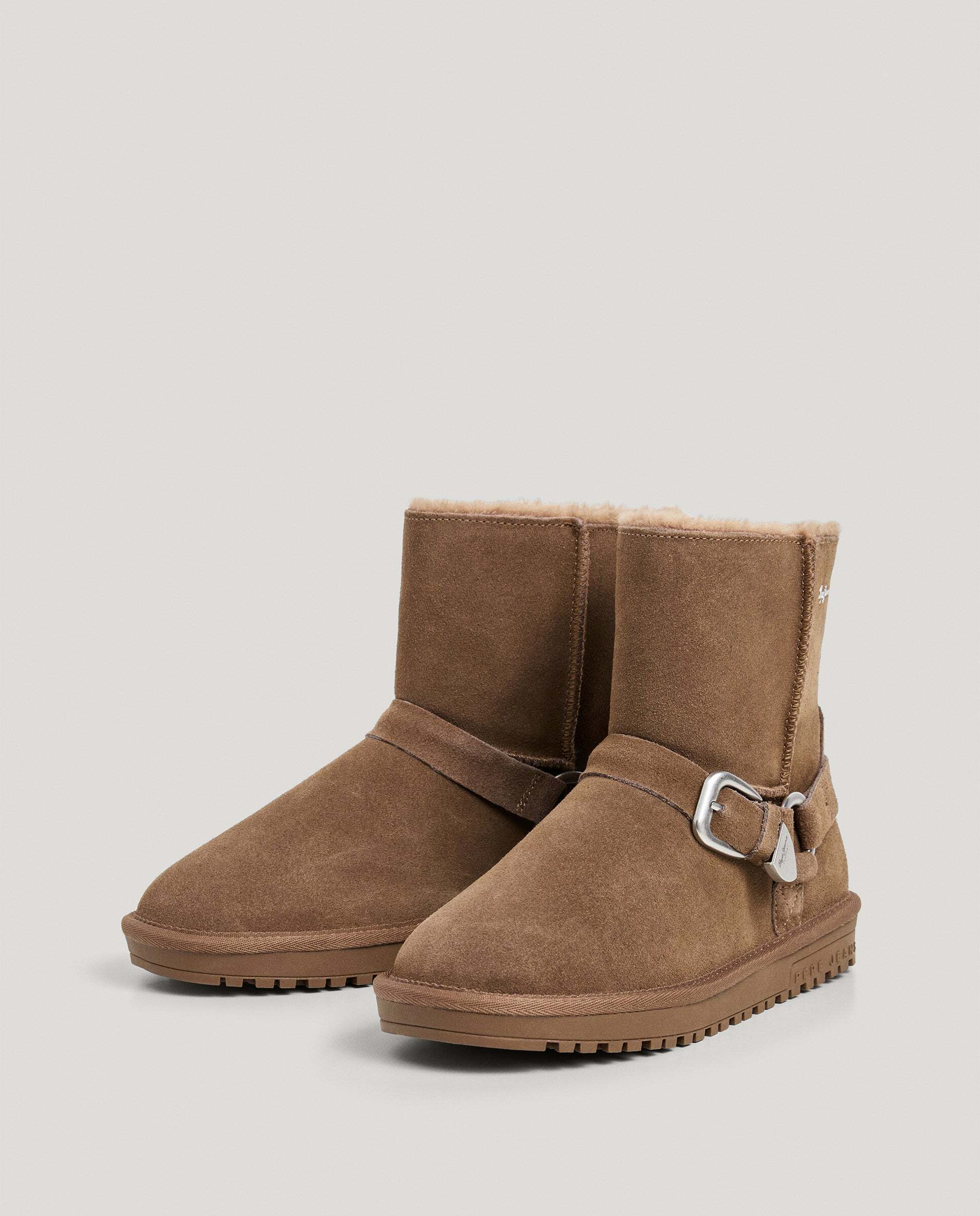 Botines de mujer de ante con hebilla - Pepe Jeans - Natural Natural-2