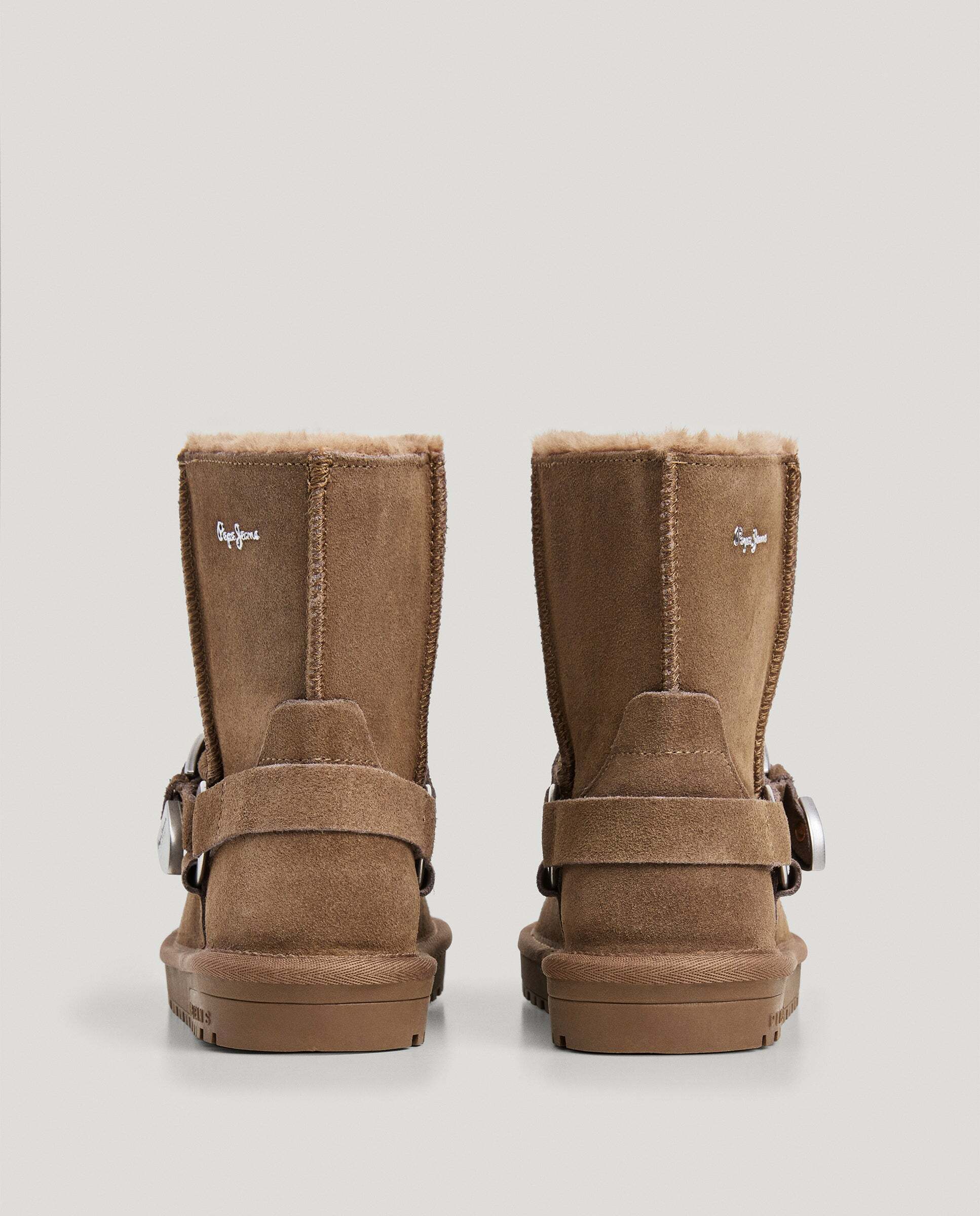 Botines de mujer de ante con hebilla - Pepe Jeans - Natural Natural-4