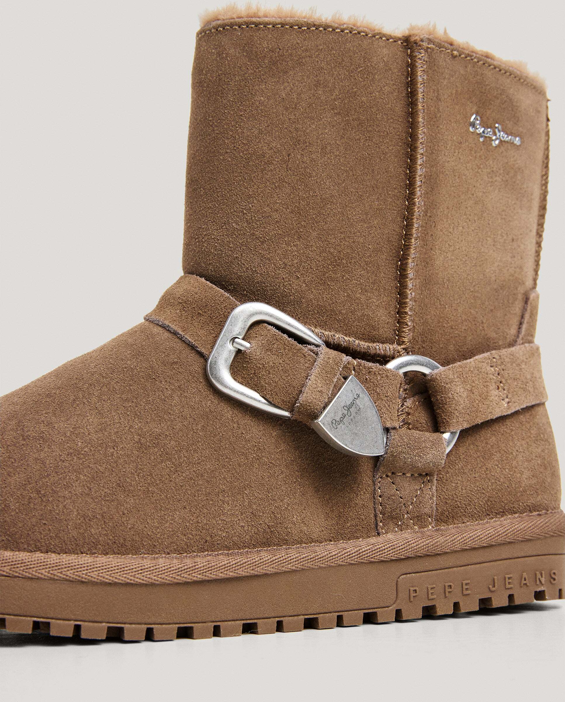 Botines de mujer de ante con hebilla - Pepe Jeans - Natural Natural-5