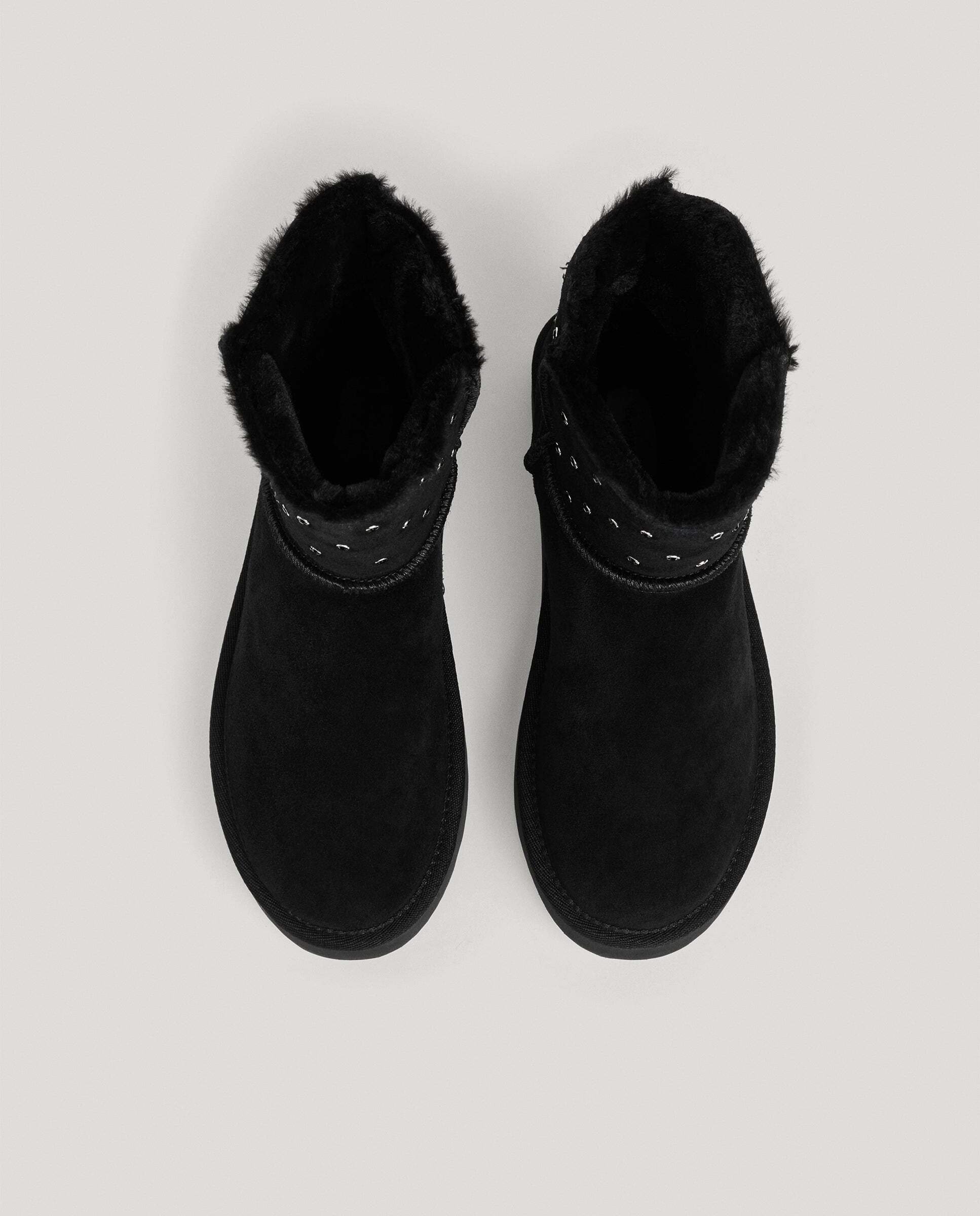 Botines con pelo de mujer de ante con pedrería - Pepe Jeans - Negro Negro-3