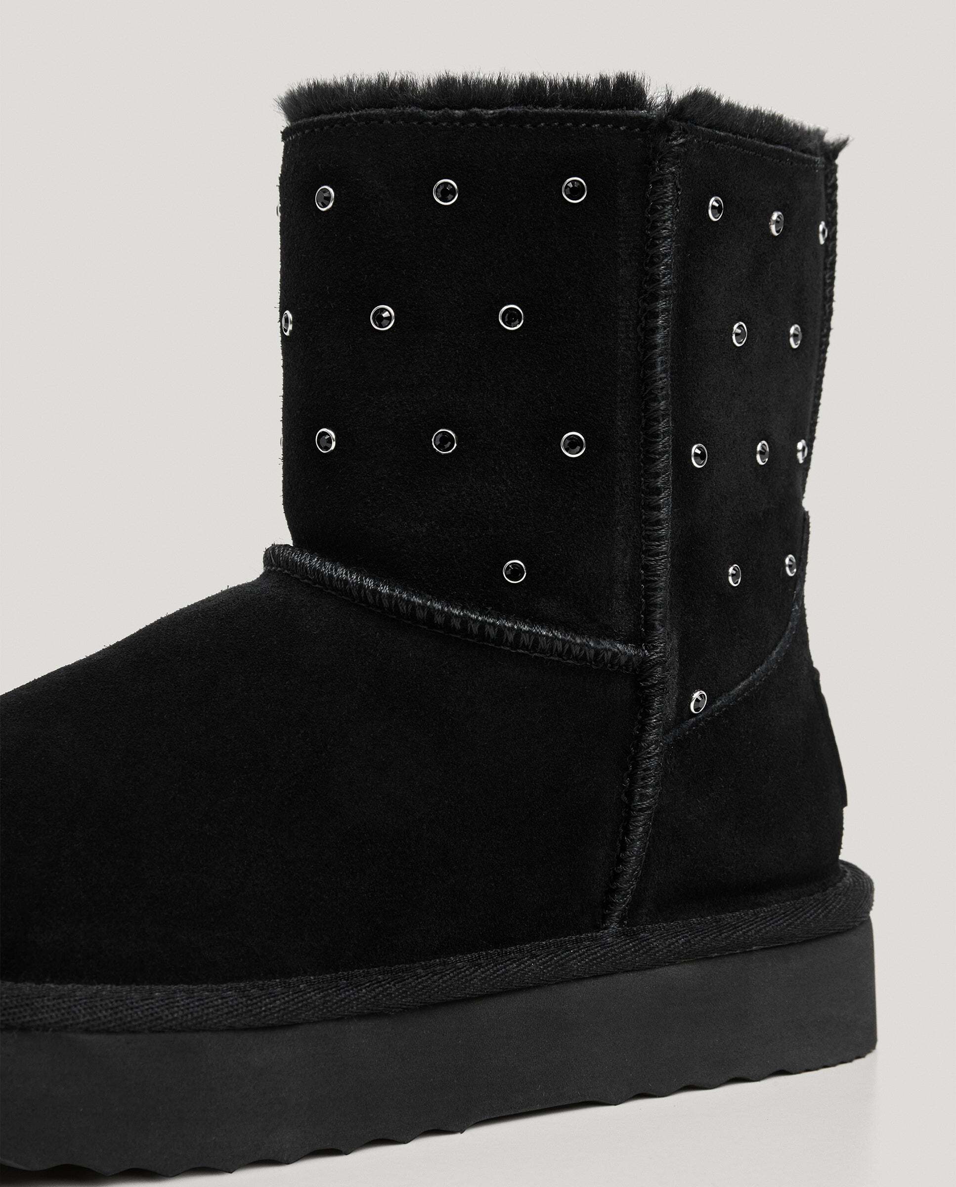 Botines con pelo de mujer de ante con pedrería - Pepe Jeans - Negro Negro-5
