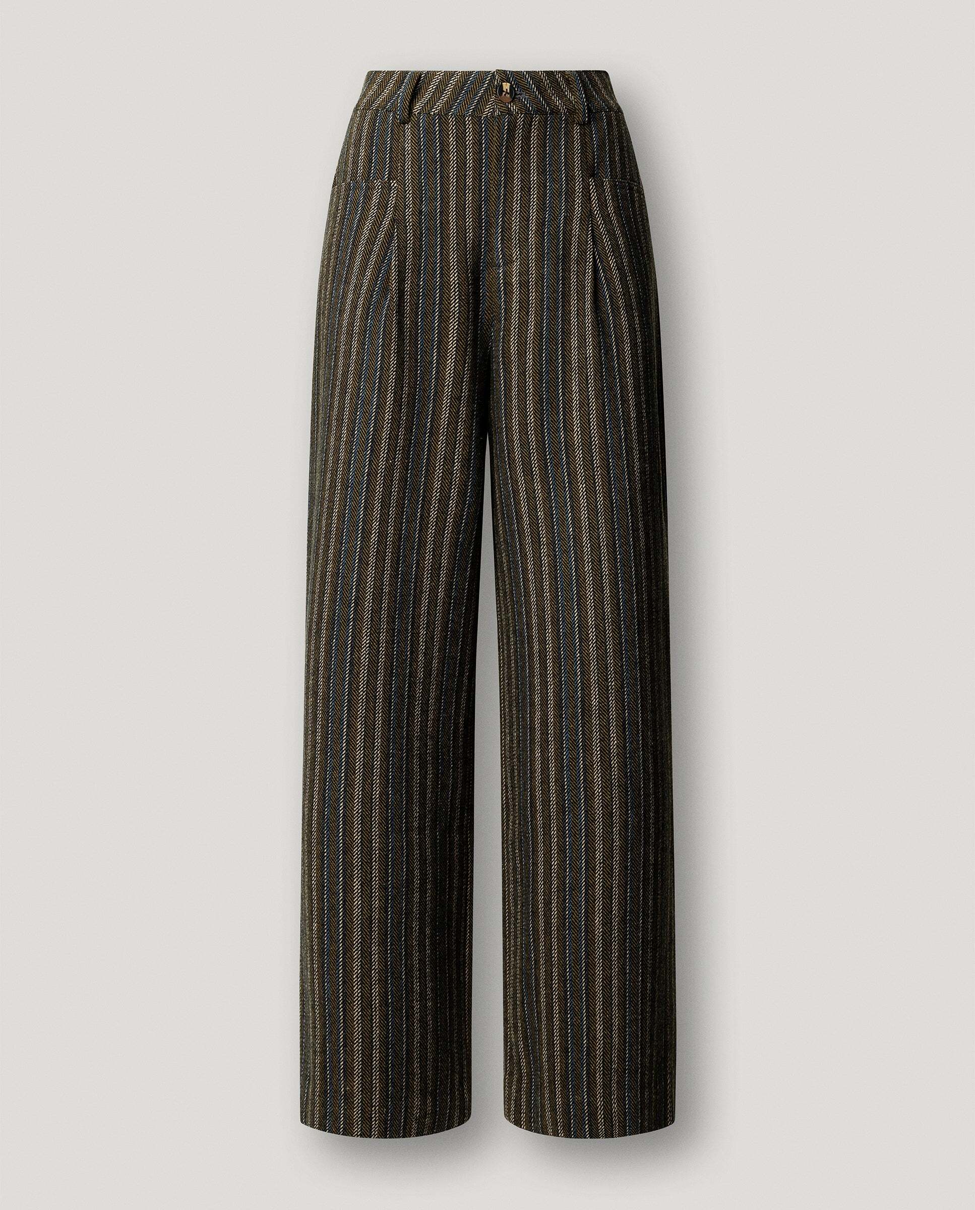 Pantalón de mujer de rayas recto con lana - Pepe Jeans - Verde Verde-6