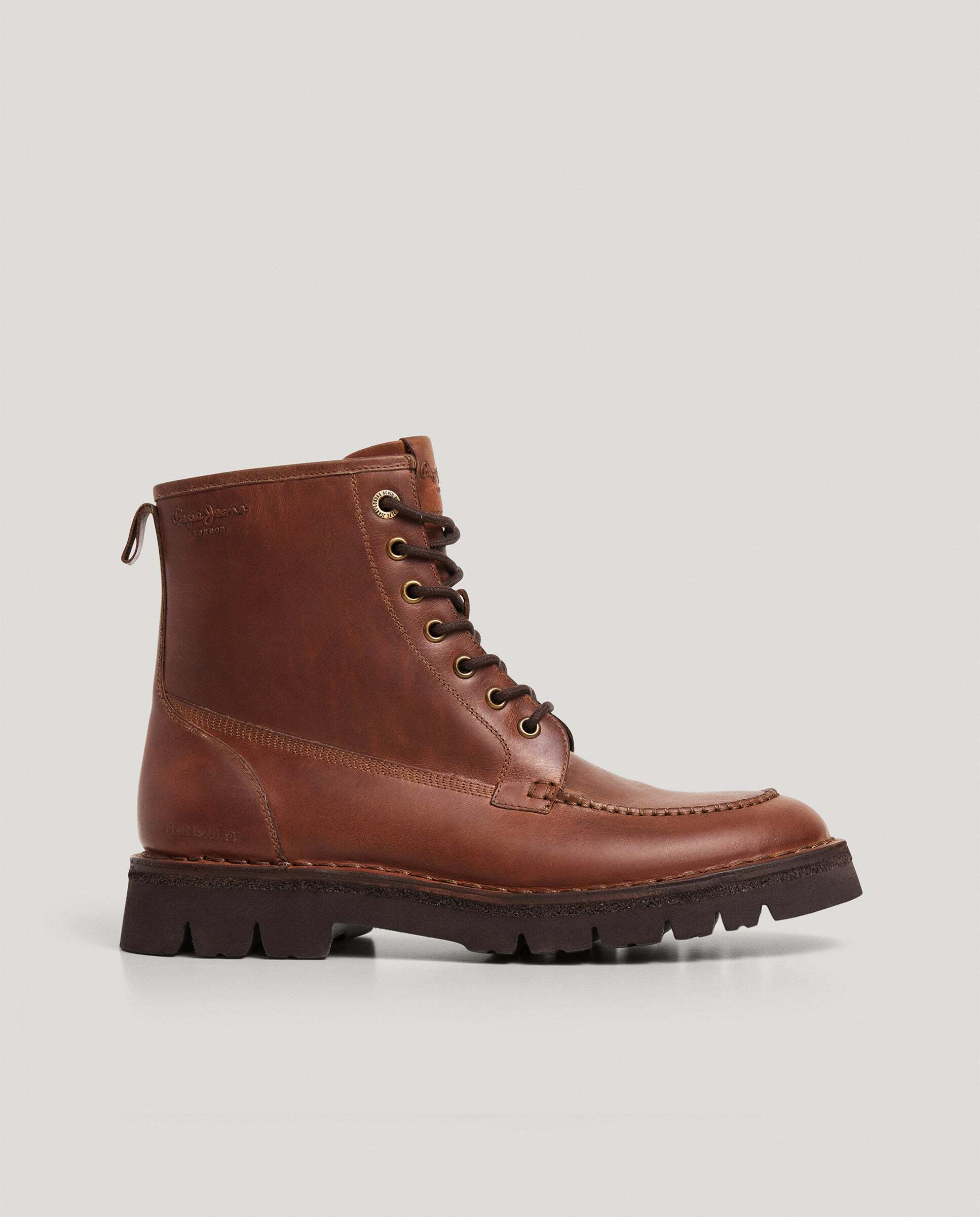 Imagen 1 de Botas de hombre cierre cordones 100% piel Marrón