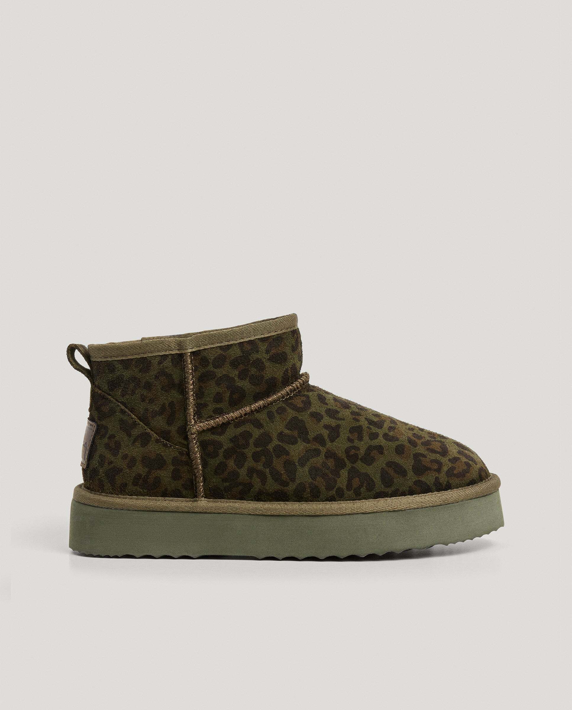 Botines con suela track de mujer de ante animal print - Pepe Jeans - Verde Verde-1