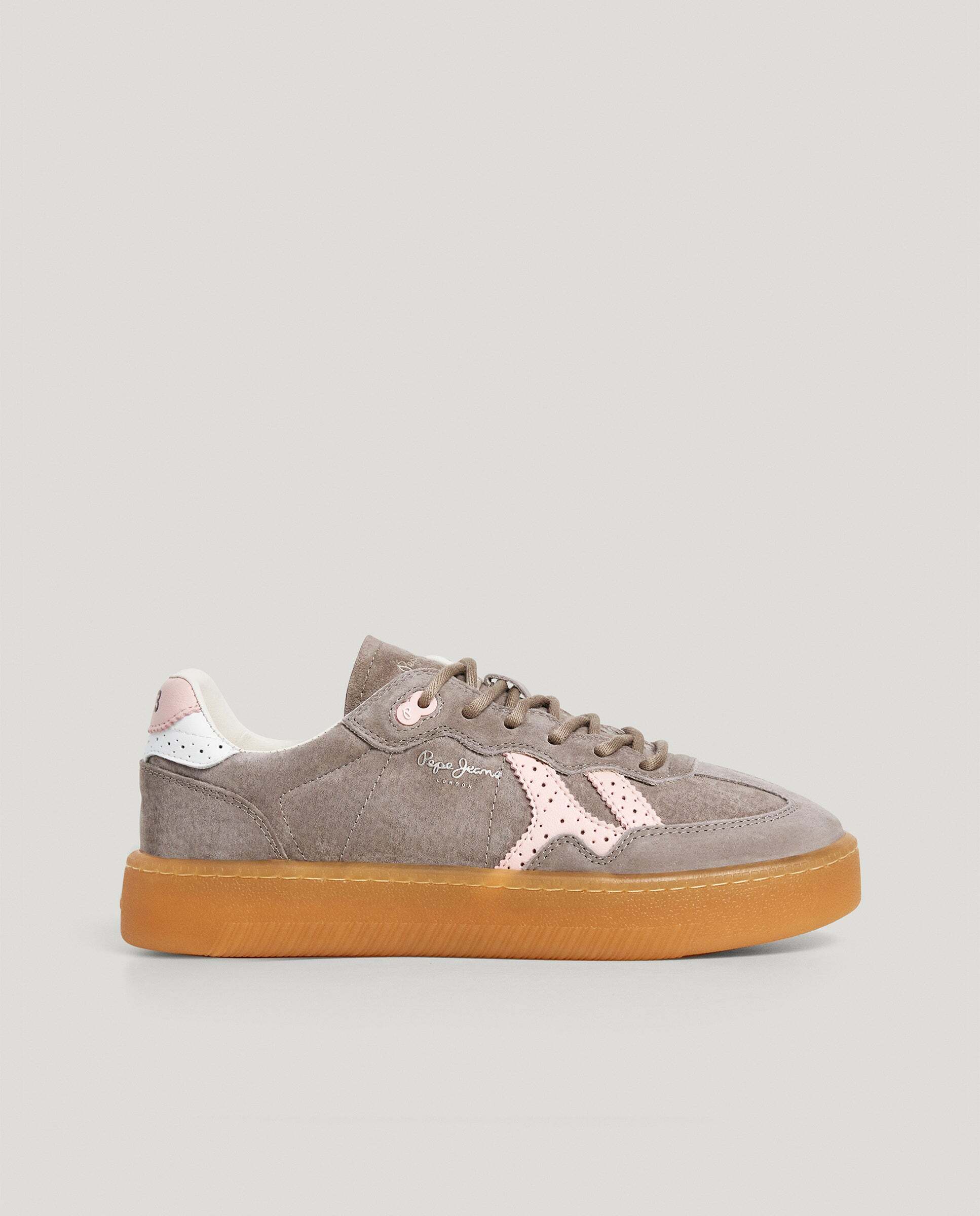 Zapatillas de mujer combinadas de piel suela cupsole - Pepe Jeans - Gris oscuro Gris oscuro-1