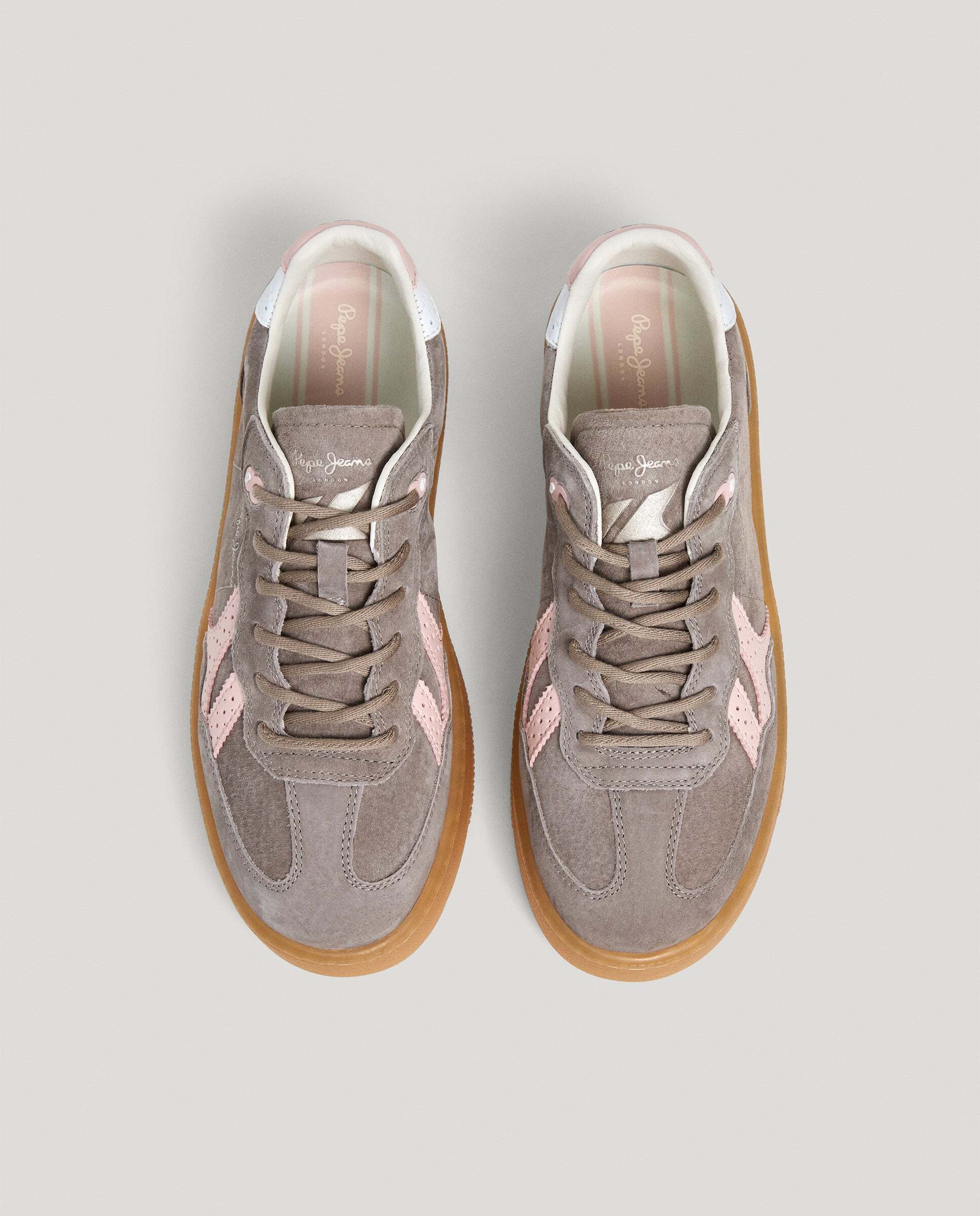 Zapatillas de mujer combinadas de piel suela cupsole - Pepe Jeans - Gris oscuro Gris oscuro-3
