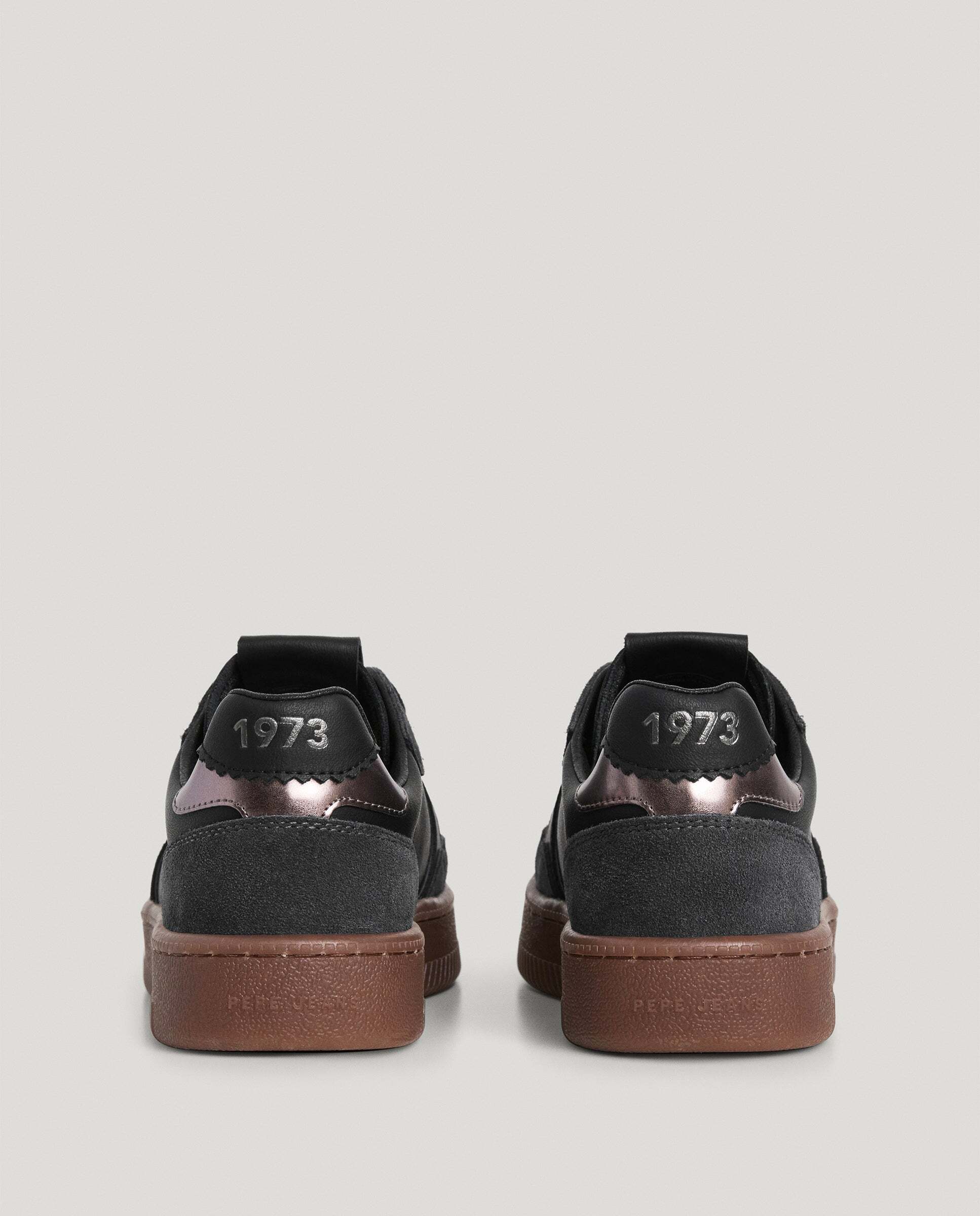 Zapatillas de mujer combinadas de piel suela cupsole - Pepe Jeans - Negro Negro-4
